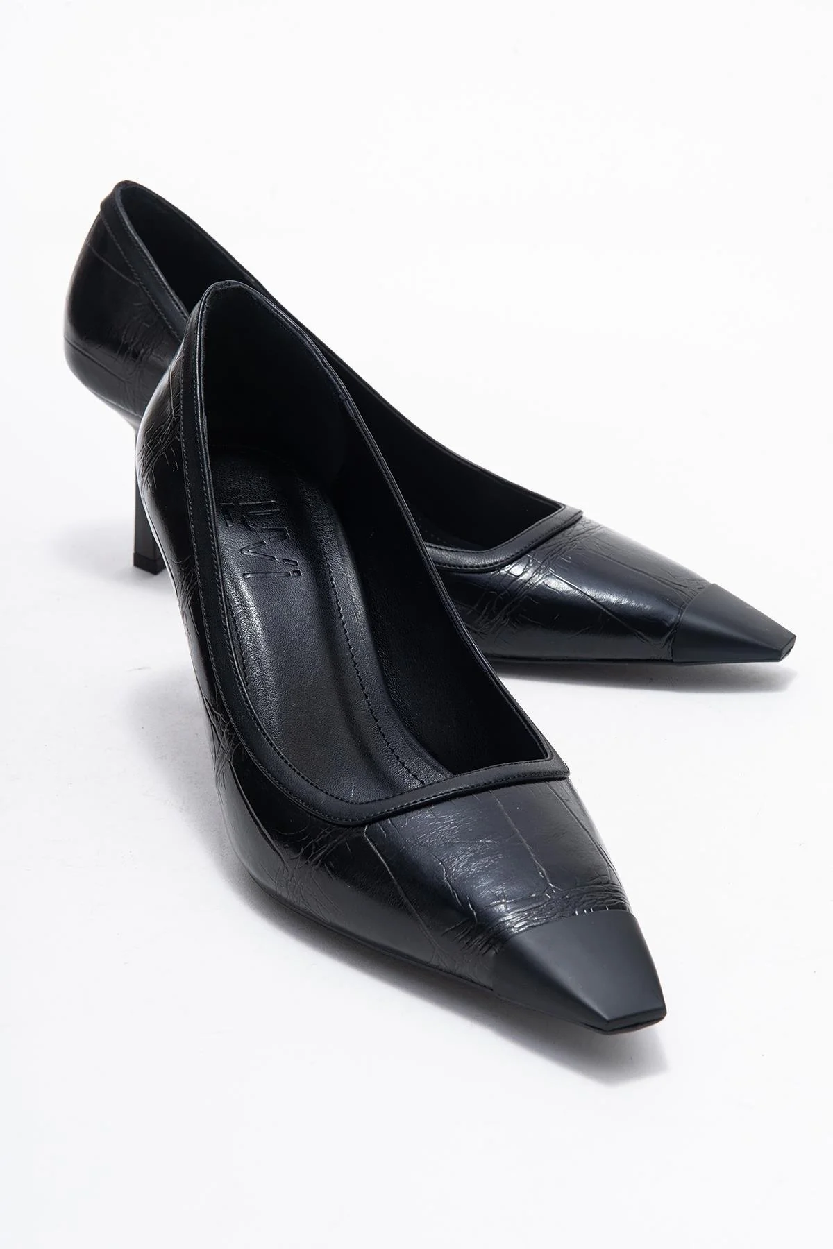 Rona - Black Printed Pointed Toe Stiletto Pump (Women)