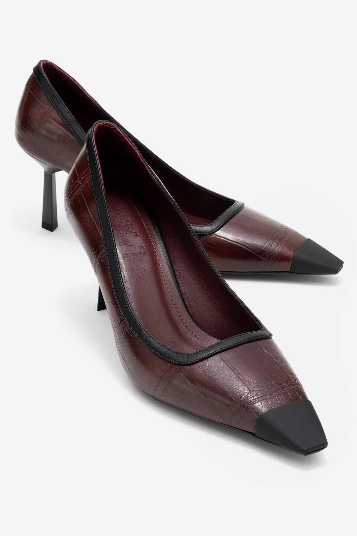 Rona - Burgundy Printed Matte Toe Heeled Shoe (Women)
