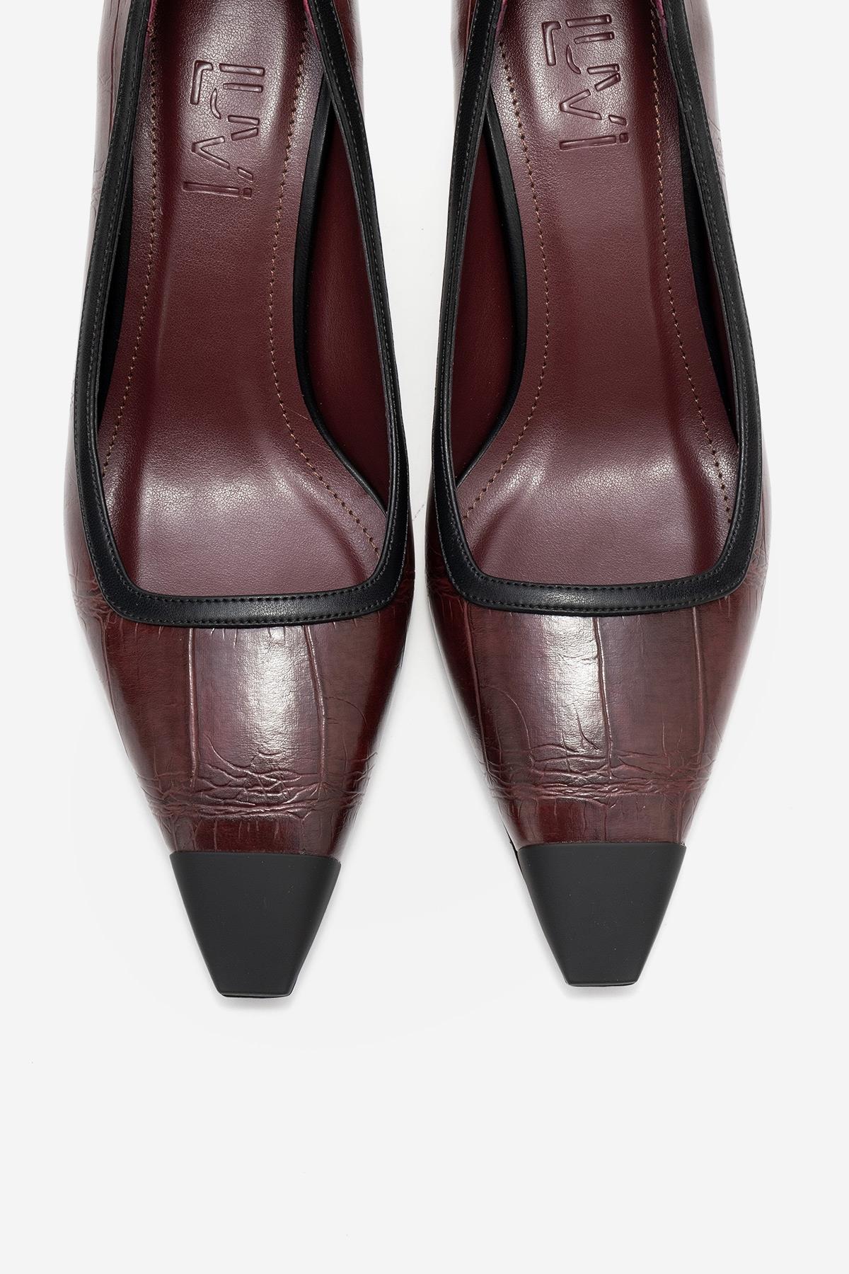 Rona - Burgundy Printed Matte Toe Heeled Shoe (Women) - Image 2
