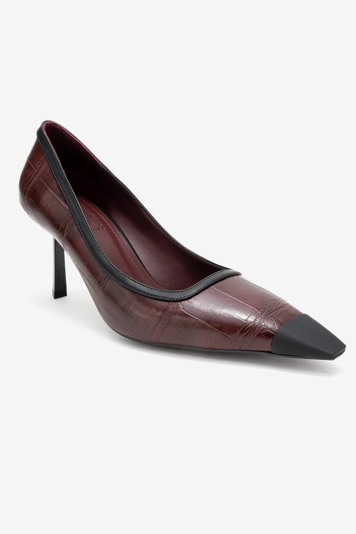 Rona - Burgundy Printed Matte Toe Heeled Shoe (Women) - Image 3