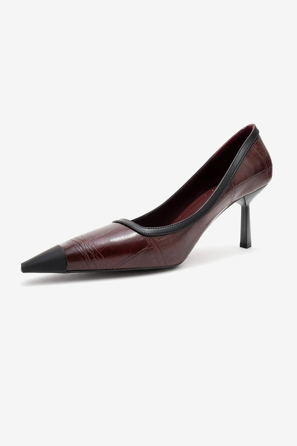 Rona - Burgundy Printed Matte Toe Heeled Shoe (Women) - Image 4