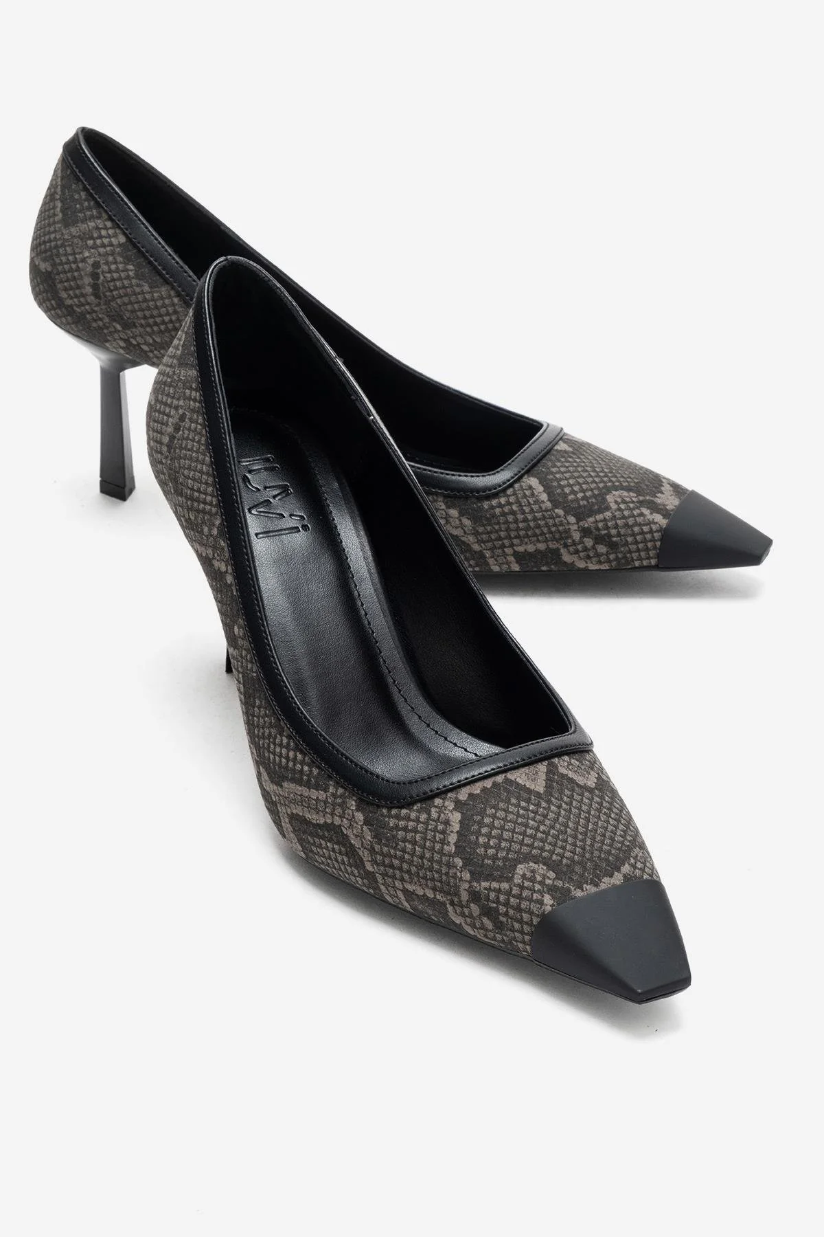RONA - Gray Patterned Pointed Toe Stiletto Pump (Women)