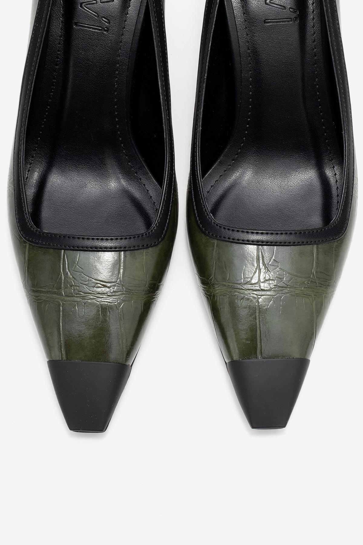 Rona - Green Printed Matte Toe Heeled Shoe (Women) - Image 2