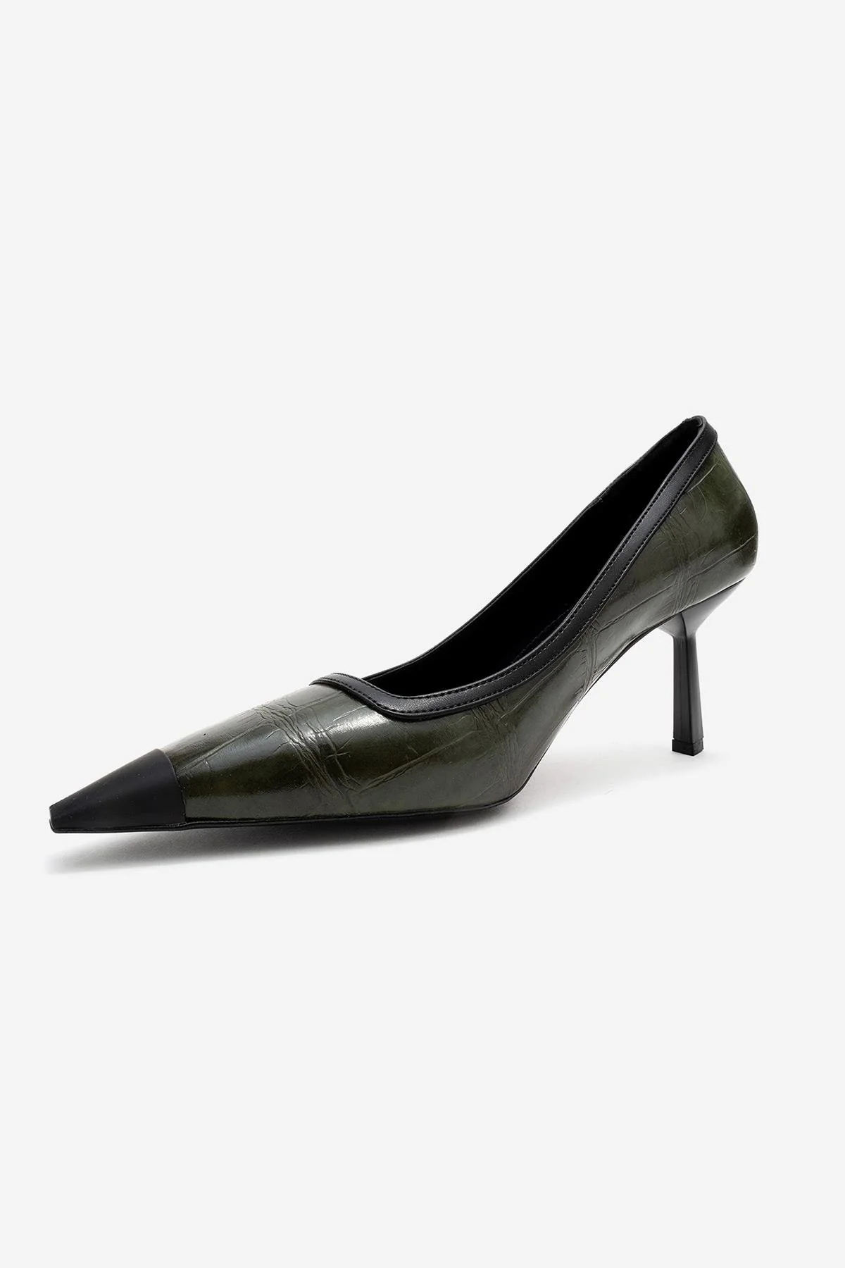 Rona - Green Printed Matte Toe Heeled Shoe (Women) - Image 4