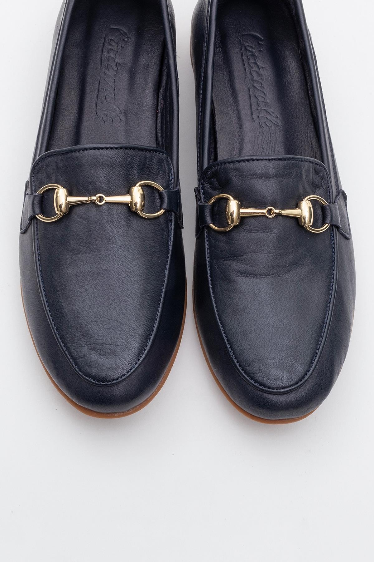 Rory - Dark Blue Leather Bit Loafers - Image 2