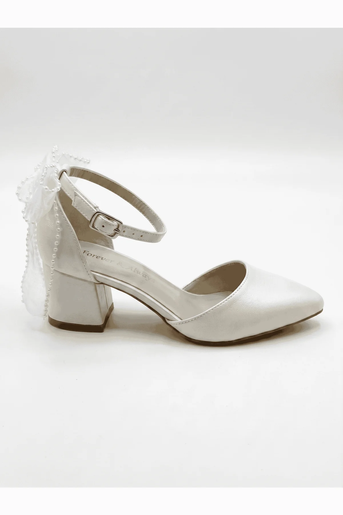 Rosavelle Pointed Toe Bow Detail Block Heel Bridal Sandals - Image 2