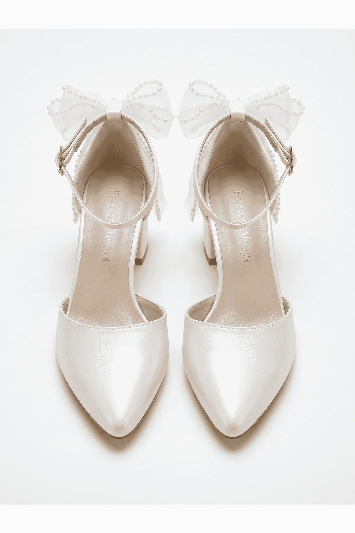 Rosavelle Pointed Toe Bow Detail Block Heel Bridal Sandals - Image 6