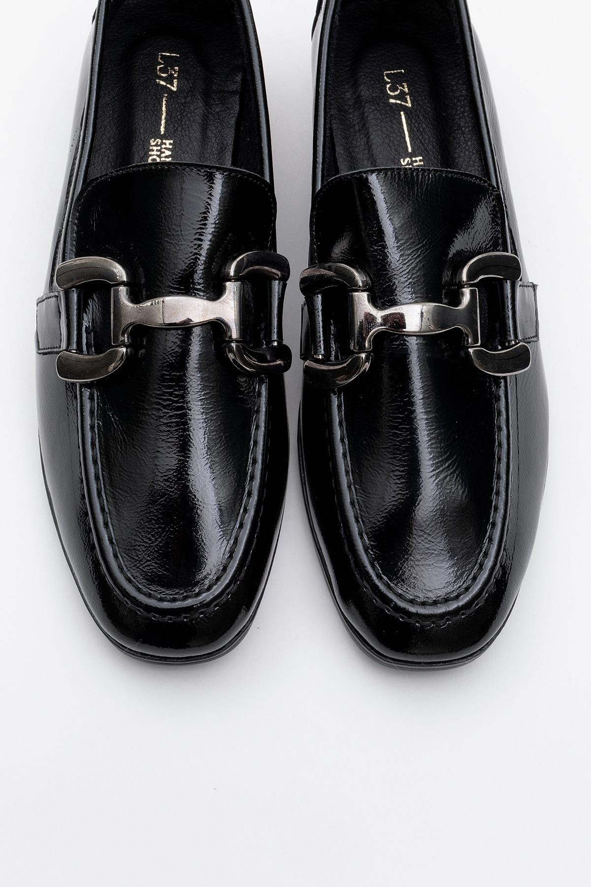 Rous - Black Patent Leather Bit Loafers (Women) - Image 2