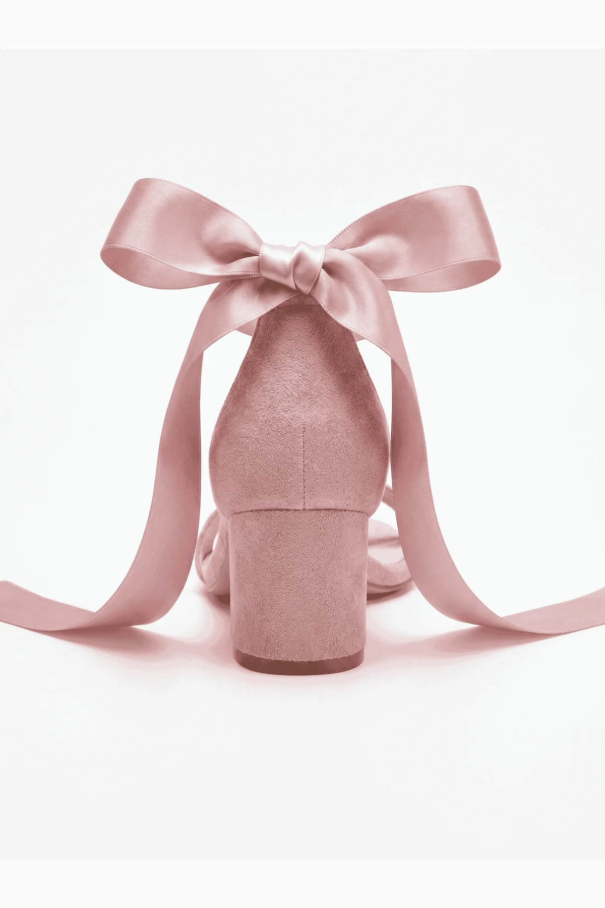 Rova Dusty Pink Suede Satin Bow Block Heel Sandal - Image 3