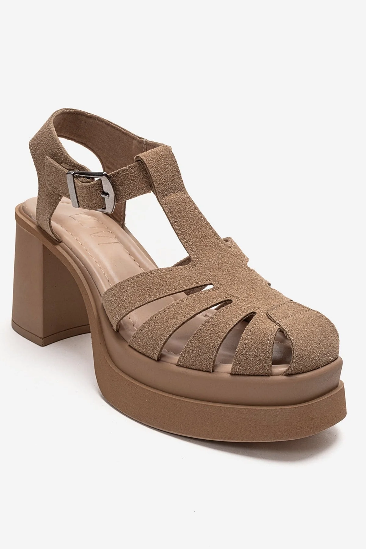 ROVENA - Cognac Suede Platform Block Heel Sandal (Women) - Image 3