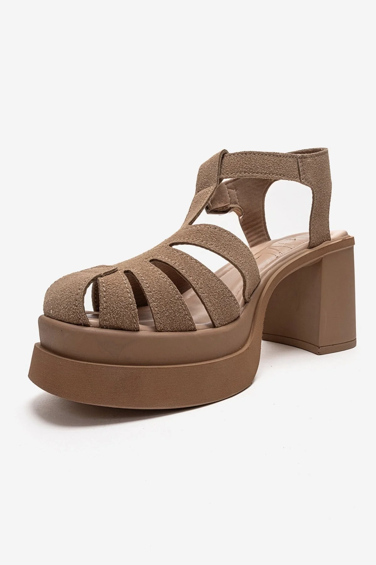 ROVENA - Cognac Suede Platform Block Heel Sandal (Women) - Image 6