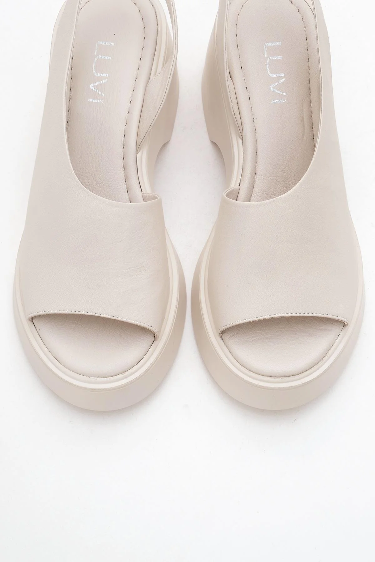 ROY Beige Leather Wedge Sandal (Women) - Image 2