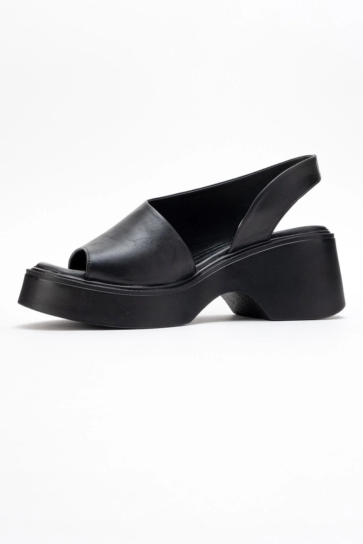 ROY - Black Leather Wedge Sandal (Women) - Image 4