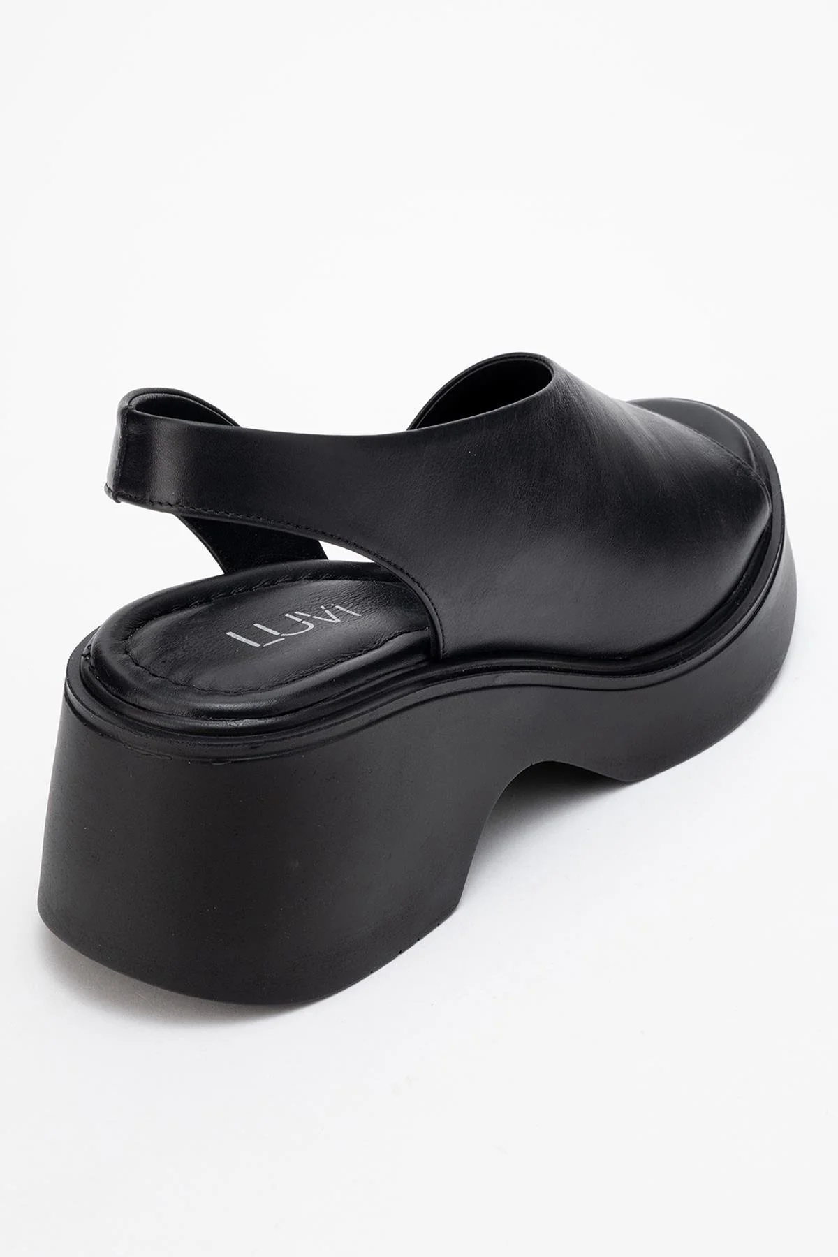 ROY - Black Leather Wedge Sandal (Women) - Image 5