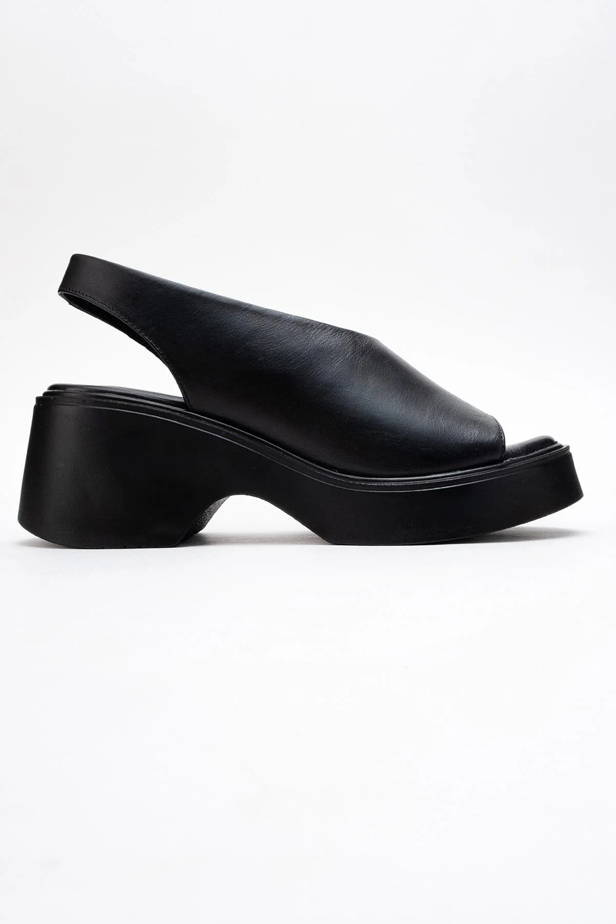 ROY - Black Leather Wedge Sandal (Women) - Image 6