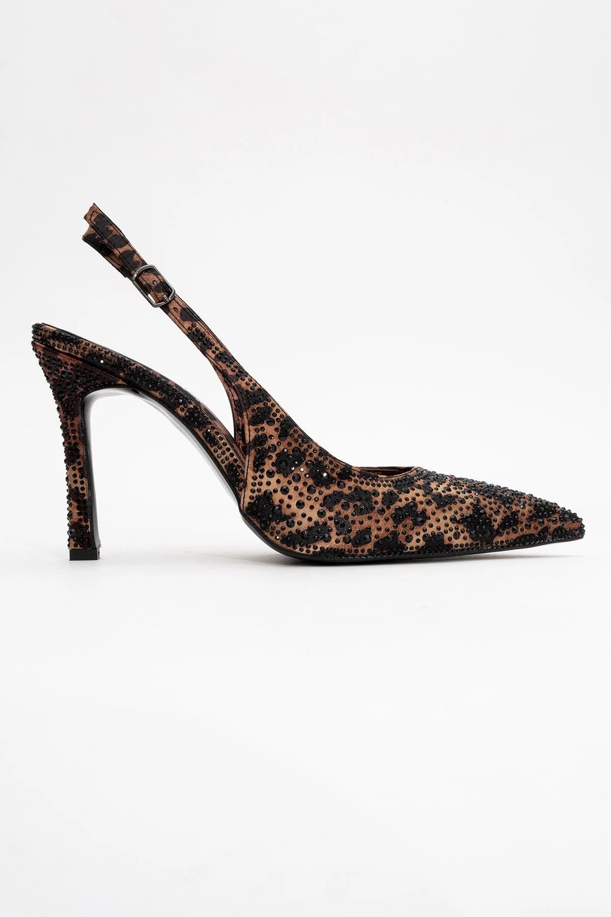 Roya - Black/Yellow Printed Satin Jeweled Pointed Toe Stiletto (Women) - Image 6