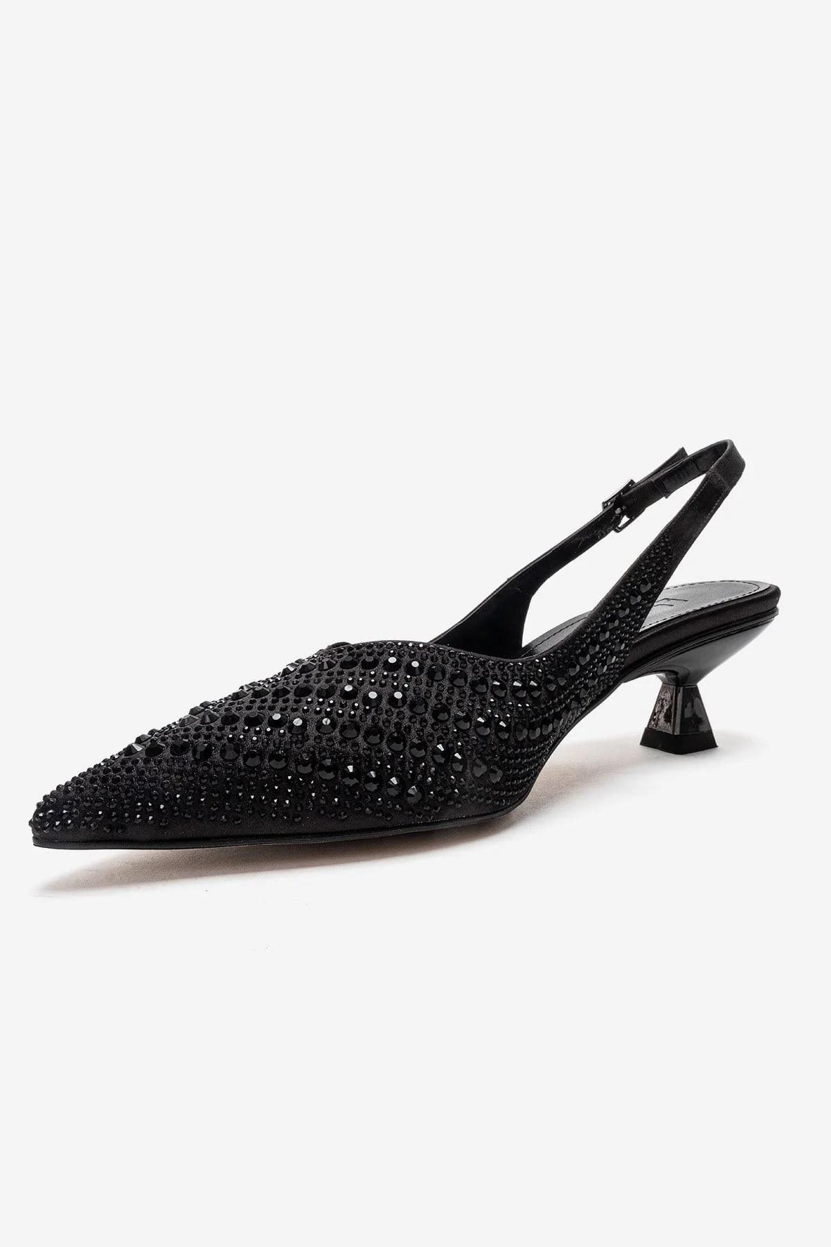 ROYALE - Black Satin Stone-Embellished Kitten Heel Evening Shoe (Women) - Image 6