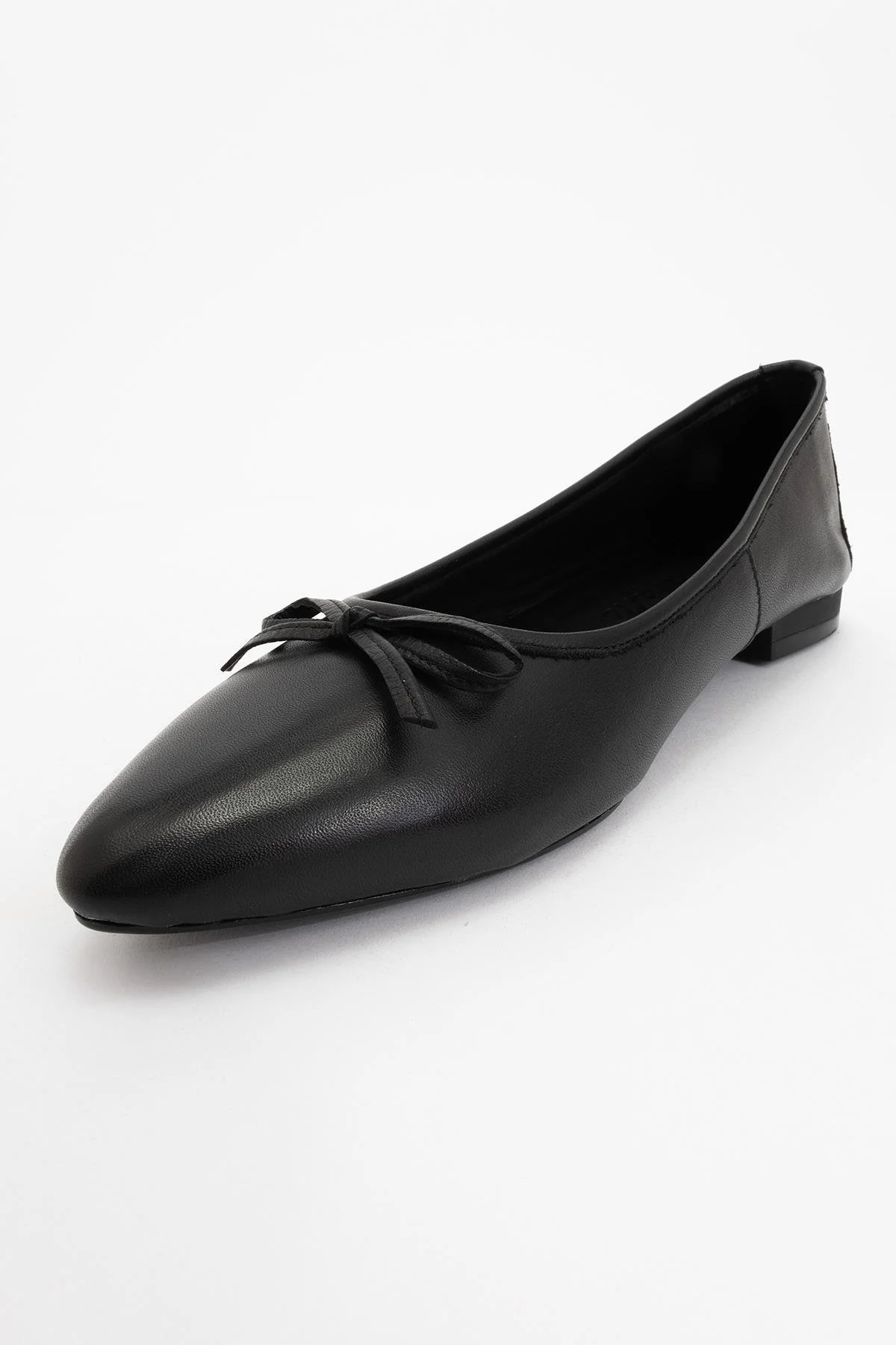 Ruby - Black Pointed Toe Leather Flats - Image 3