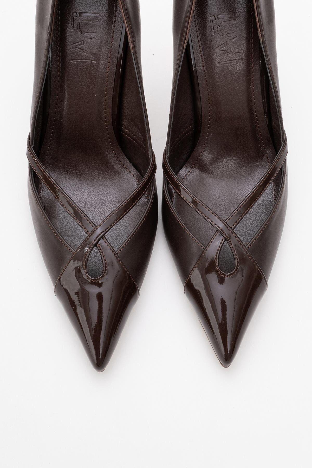 Ruby - Brown Patent Detail High Heel Shoe (Women) - Image 2