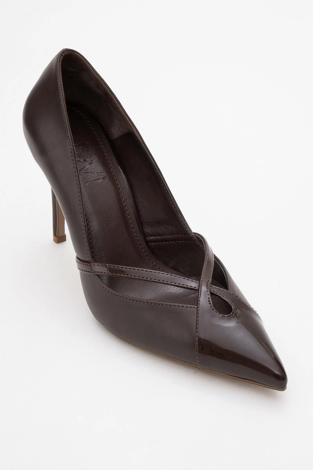 Ruby - Brown Patent Detail High Heel Shoe (Women) - Image 3