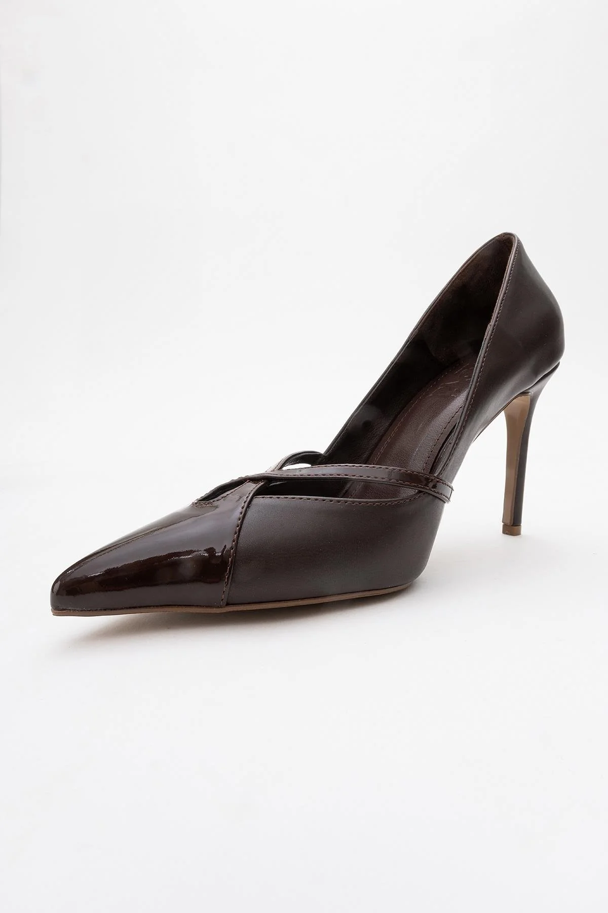 Ruby - Brown Patent Detail High Heel Shoe (Women) - Image 4