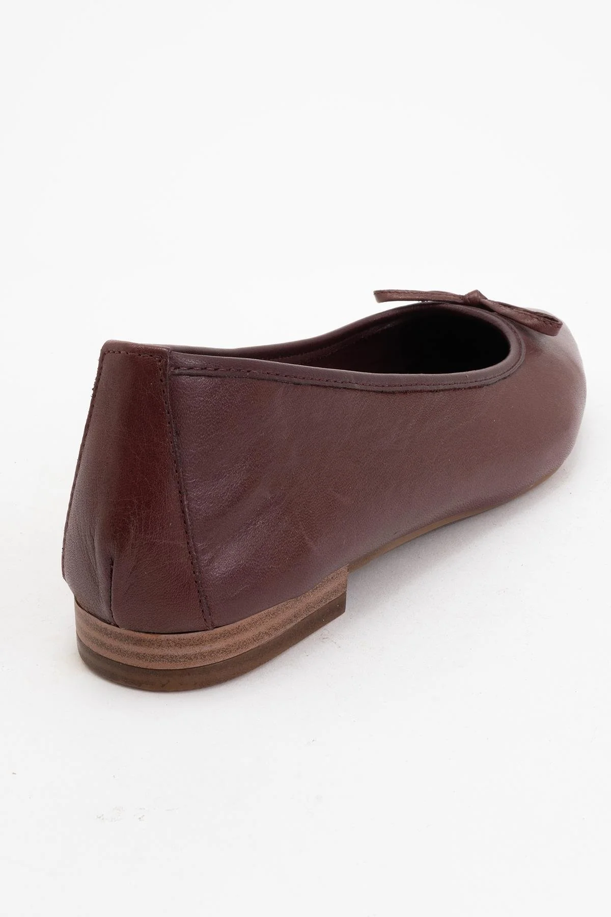 Ruby - Burgundy Brown Pointed Toe Leather Flats - Image 3