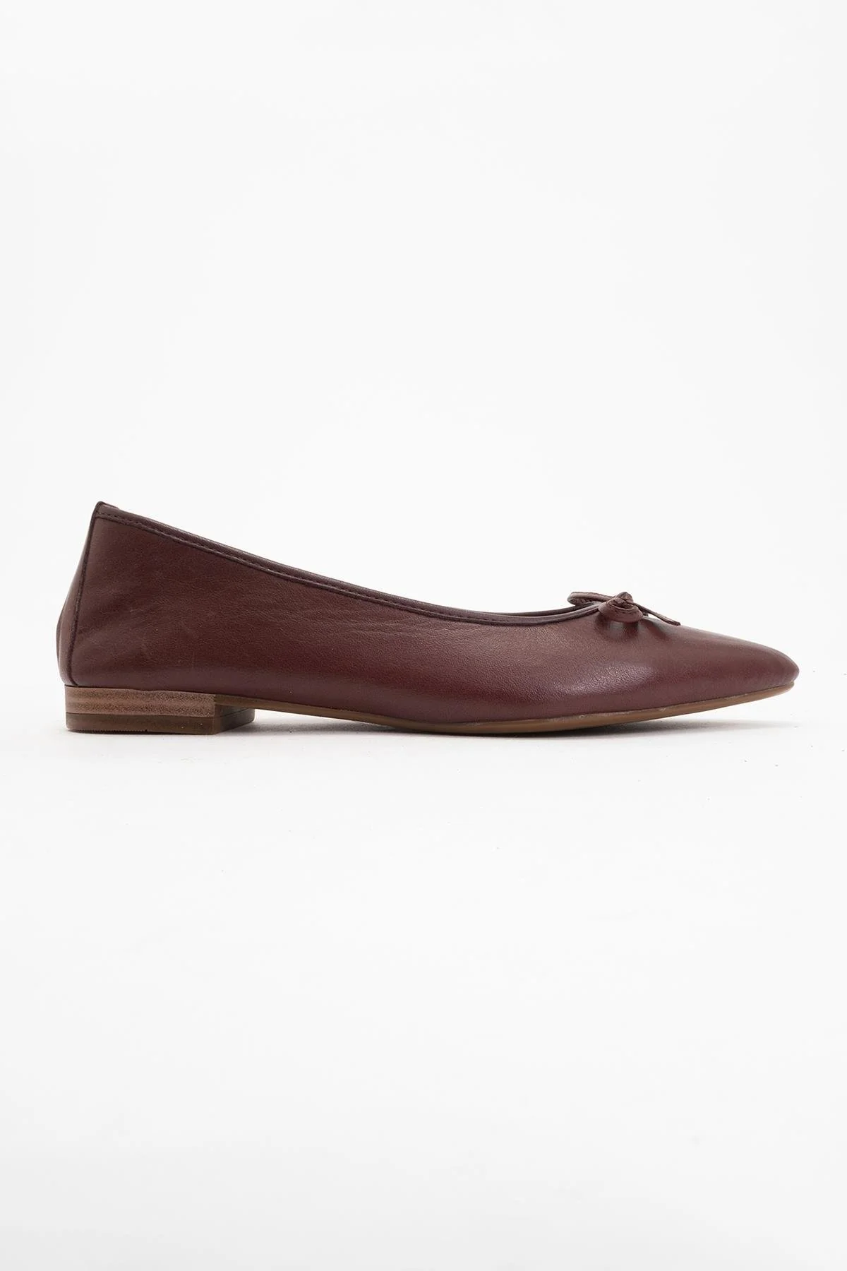 Ruby - Burgundy Brown Pointed Toe Leather Flats - Image 5