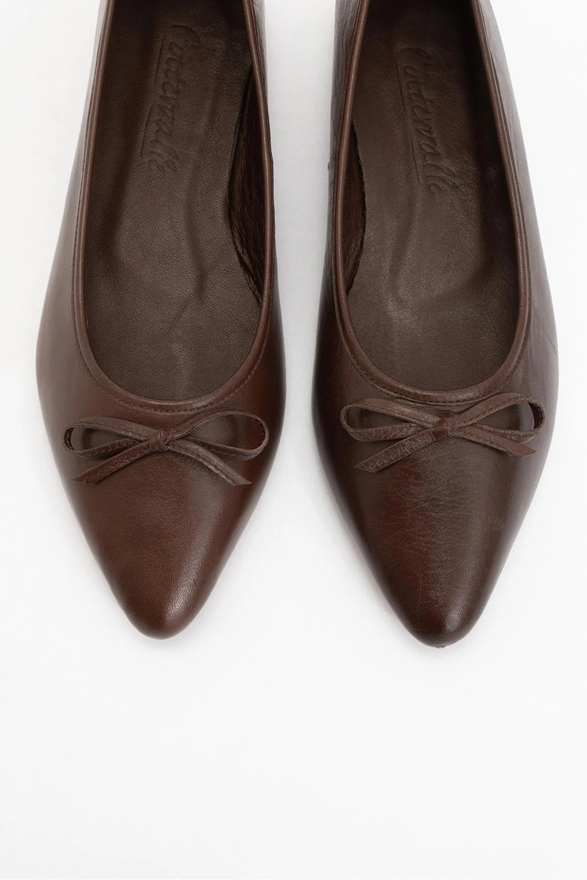 Ruby - Dark Brown Pointed Toe Leather Flats - Image 2