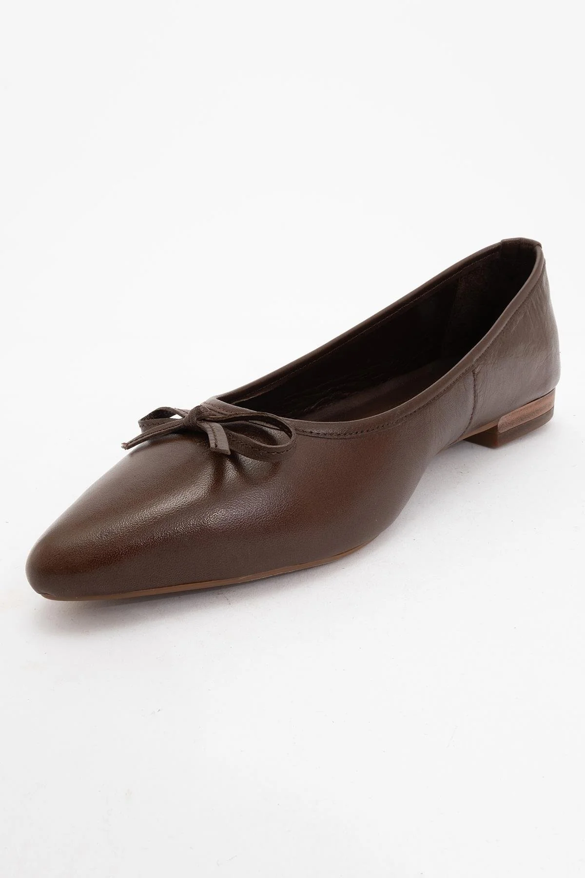 Ruby - Dark Brown Pointed Toe Leather Flats - Image 3