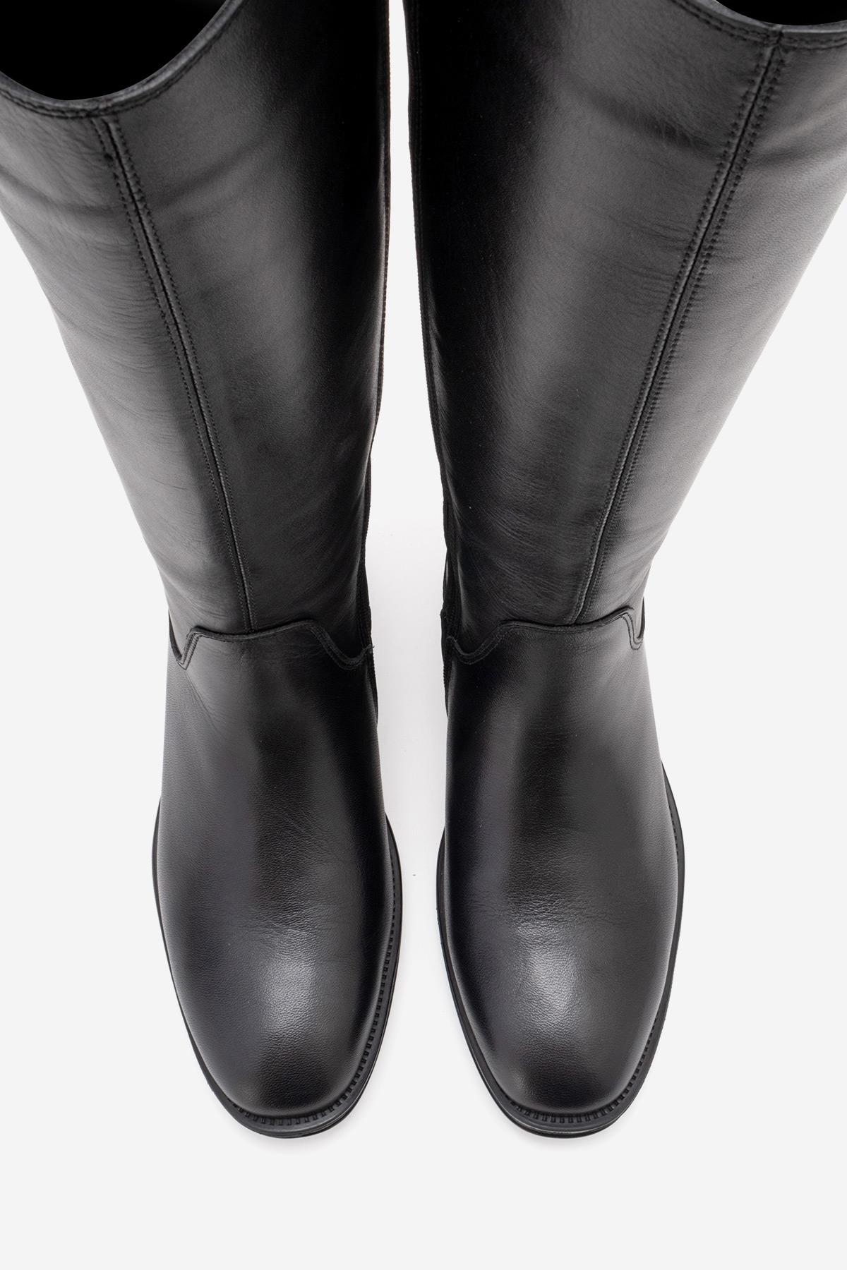 RUIZ - Black Genuine Leather Knee-High Boot (Women) - Image 2