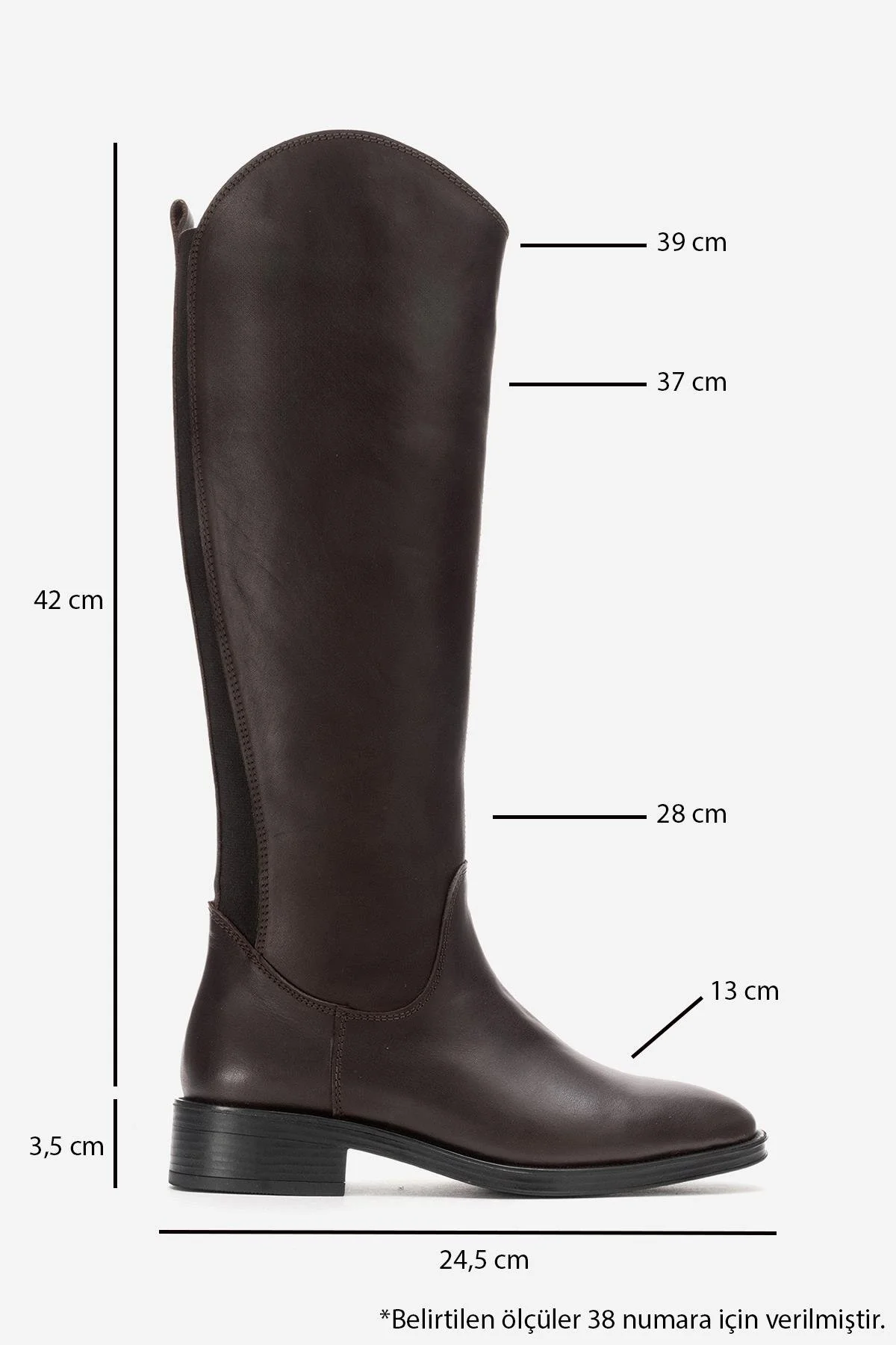 RUIZ - Brown Genuine Leather Low Heel Knee-High Boot (Women) - Image 3