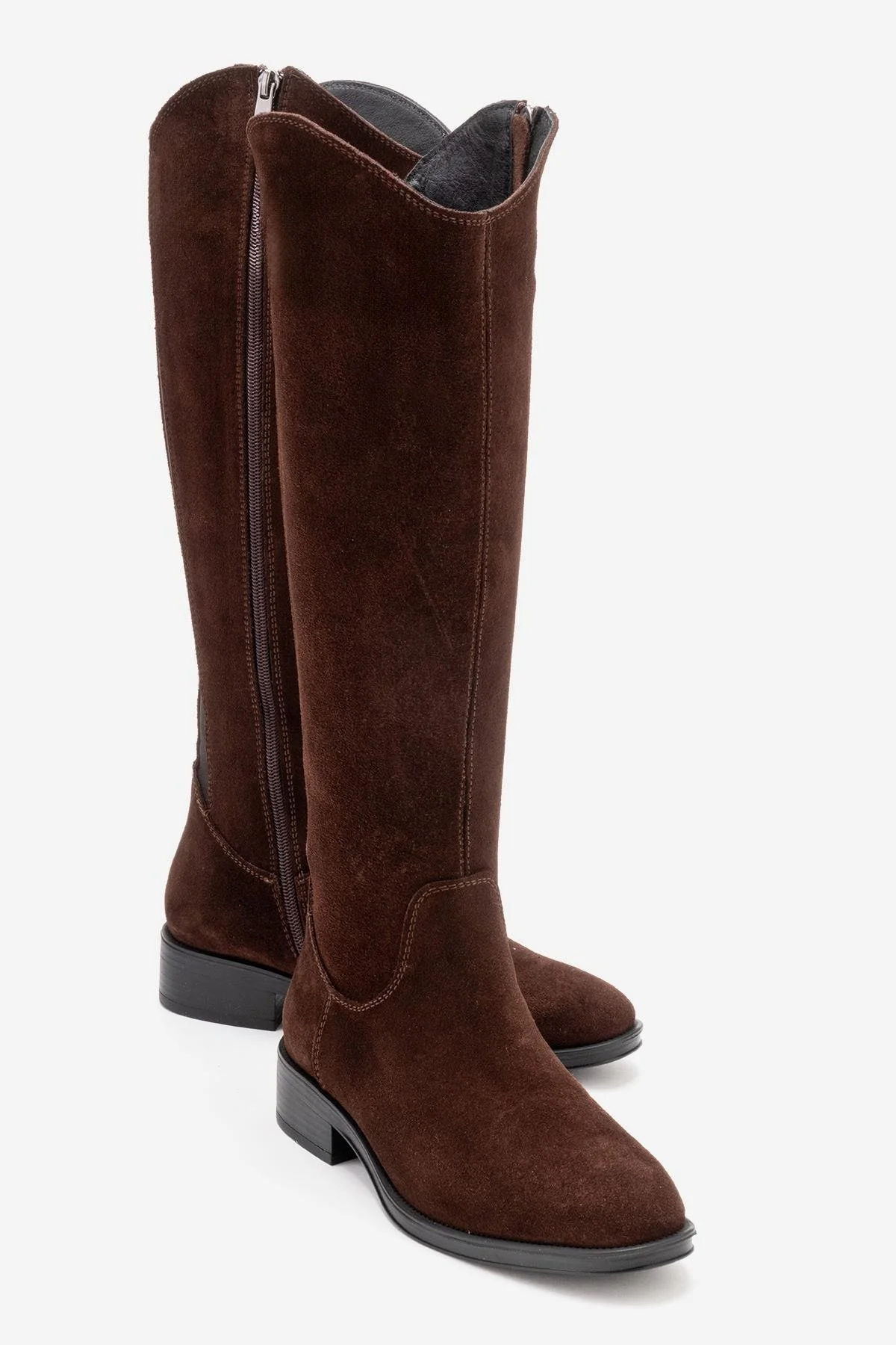RUIZ - Brown Suede Genuine Leather Flat Heel Boot (Women)