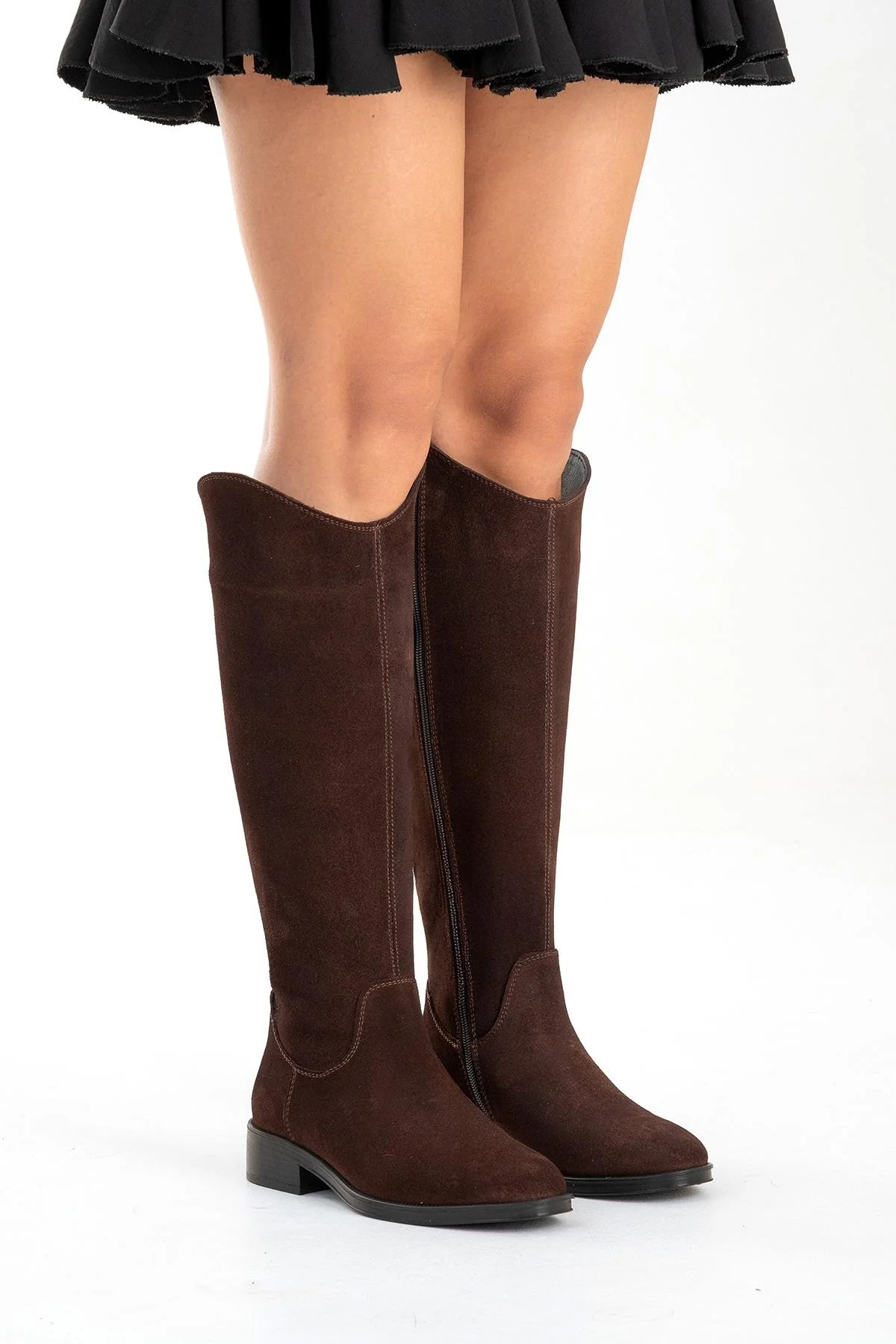 RUIZ - Brown Suede Genuine Leather Flat Heel Boot (Women) - Image 4
