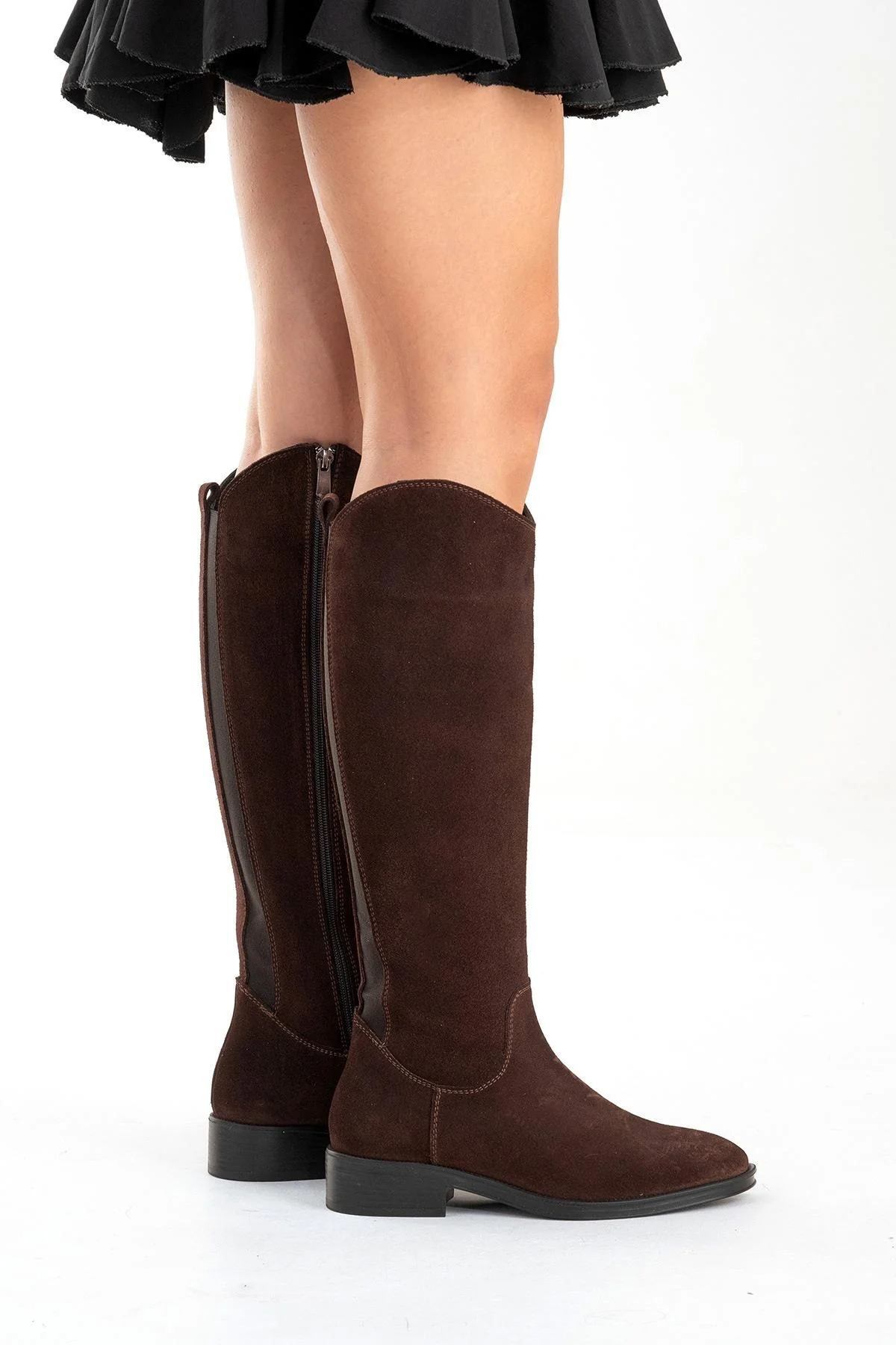 RUIZ - Brown Suede Genuine Leather Flat Heel Boot (Women) - Image 5