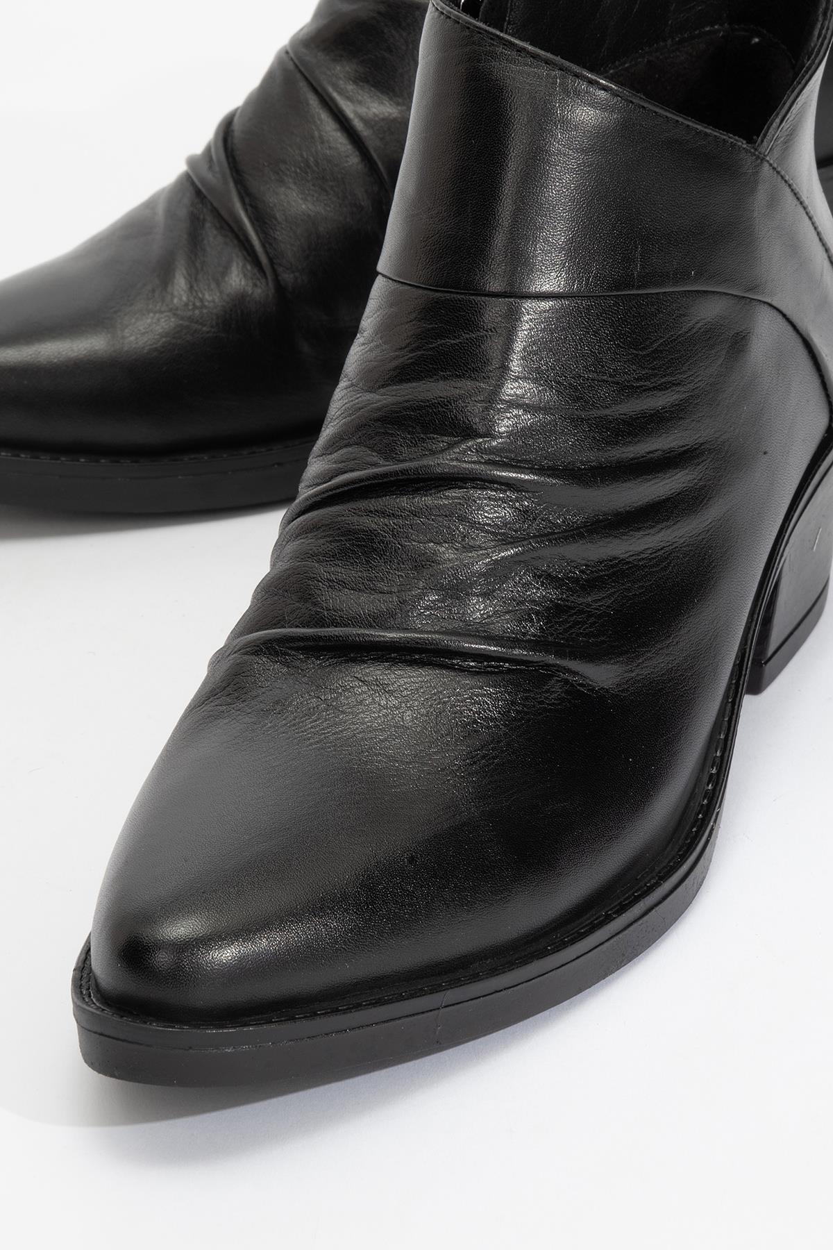 Rule - Black Genuine Leather Block Heel Boot (Women) - Image 3
