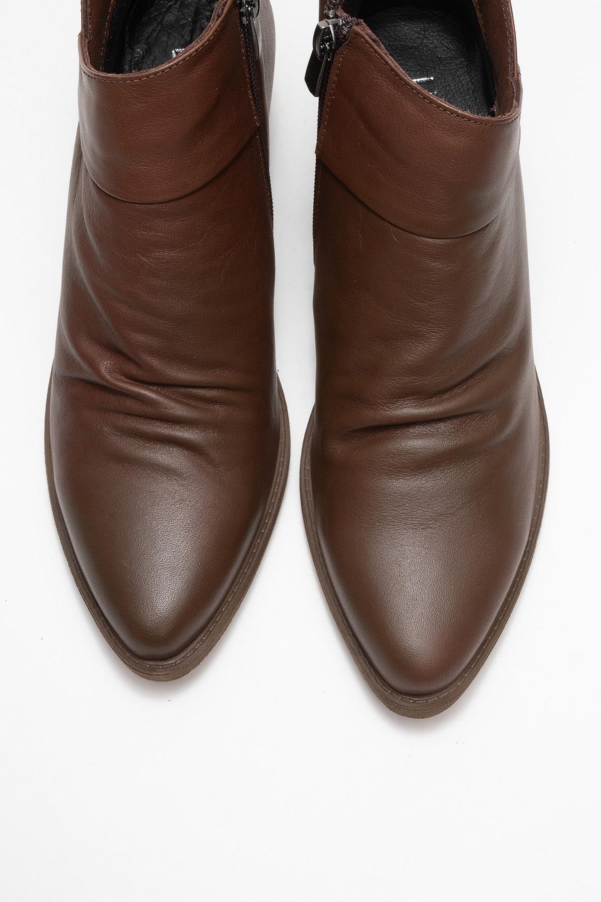 Rule - Brown Genuine Leather Block Heel Ankle Boot (Women) - Image 2