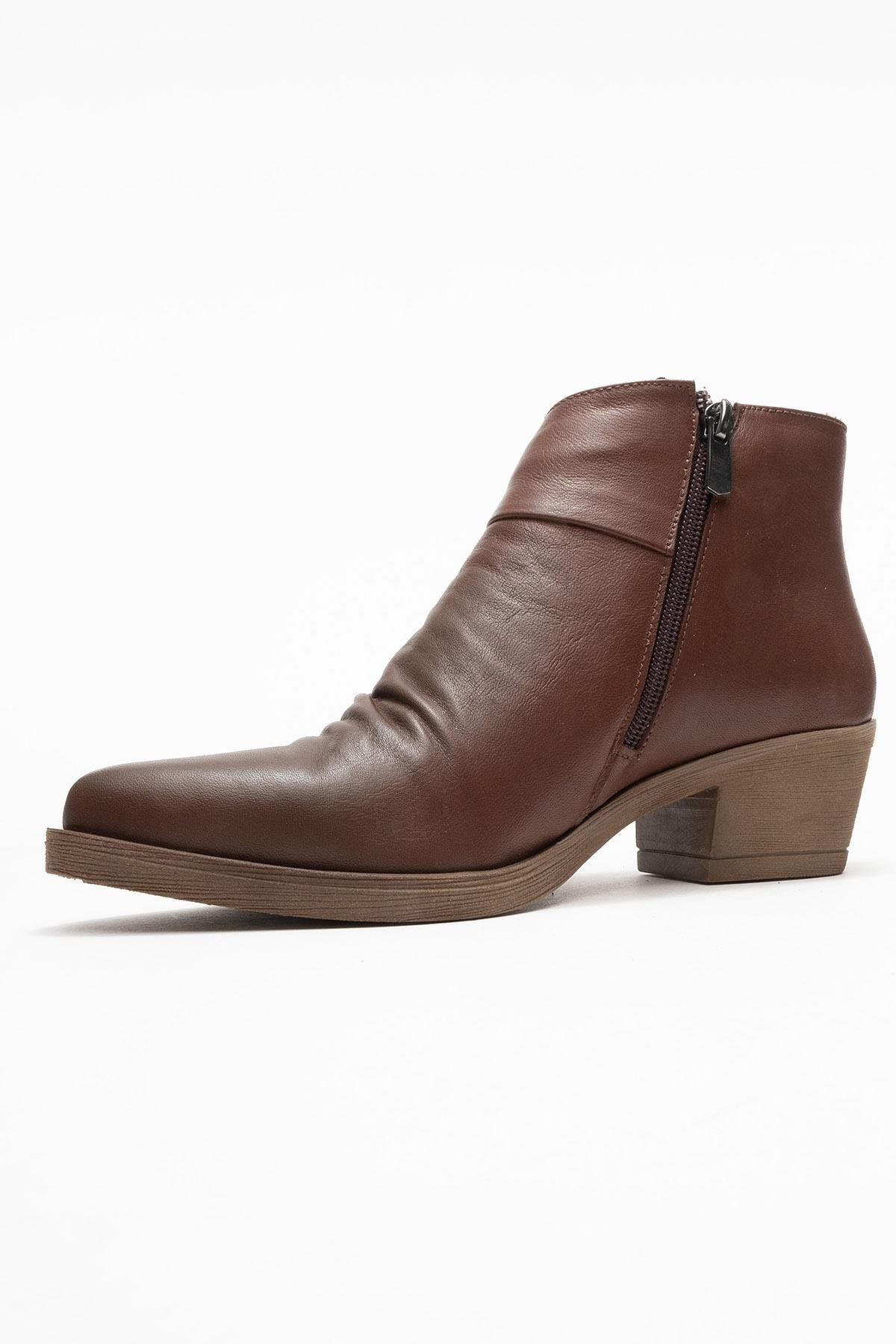 Rule - Brown Genuine Leather Block Heel Ankle Boot (Women) - Image 4