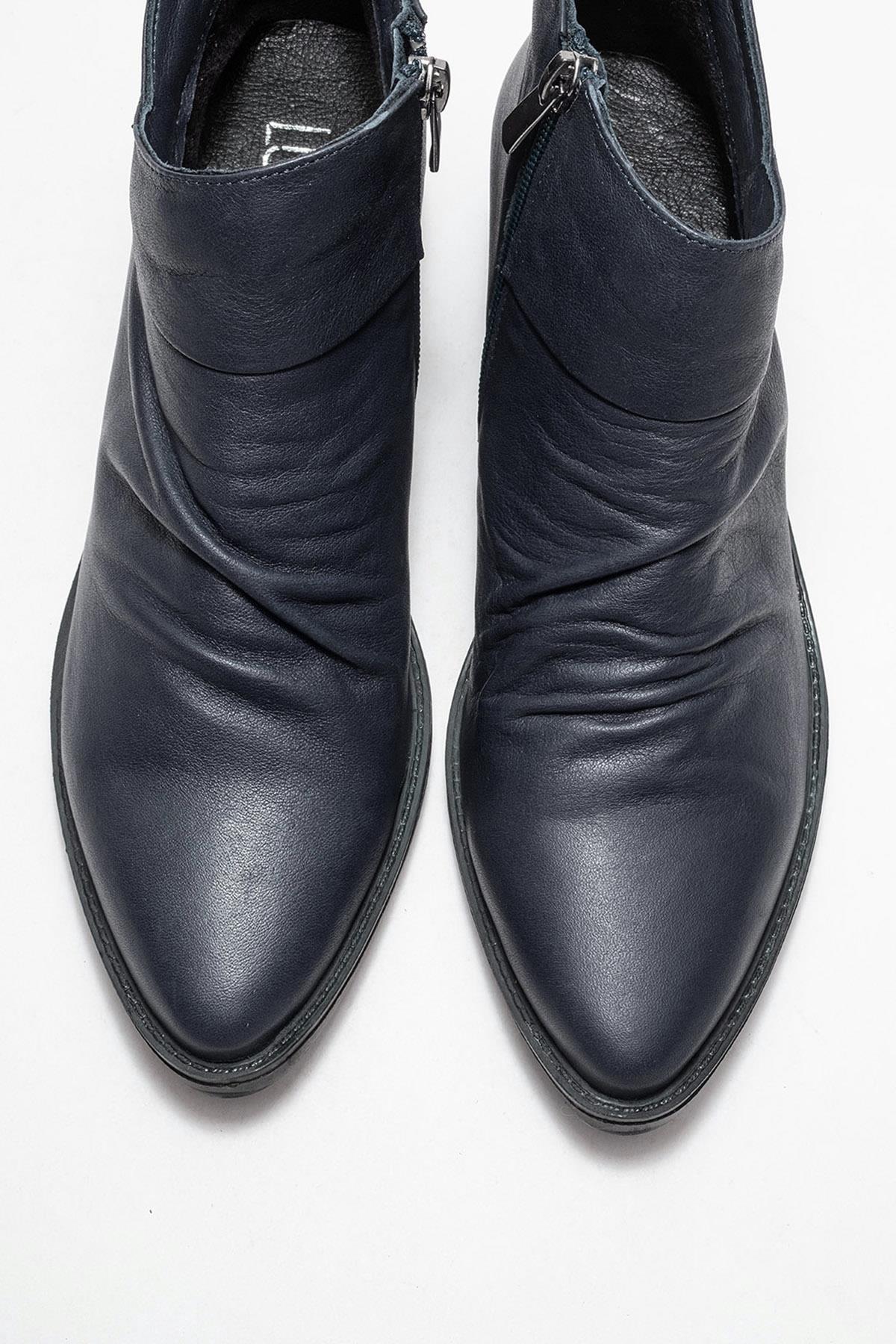Rule - Navy Genuine Leather Chunky Heel Boot (Women) - Image 2