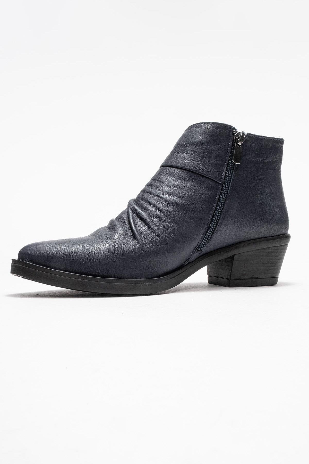Rule - Navy Genuine Leather Chunky Heel Boot (Women) - Image 4