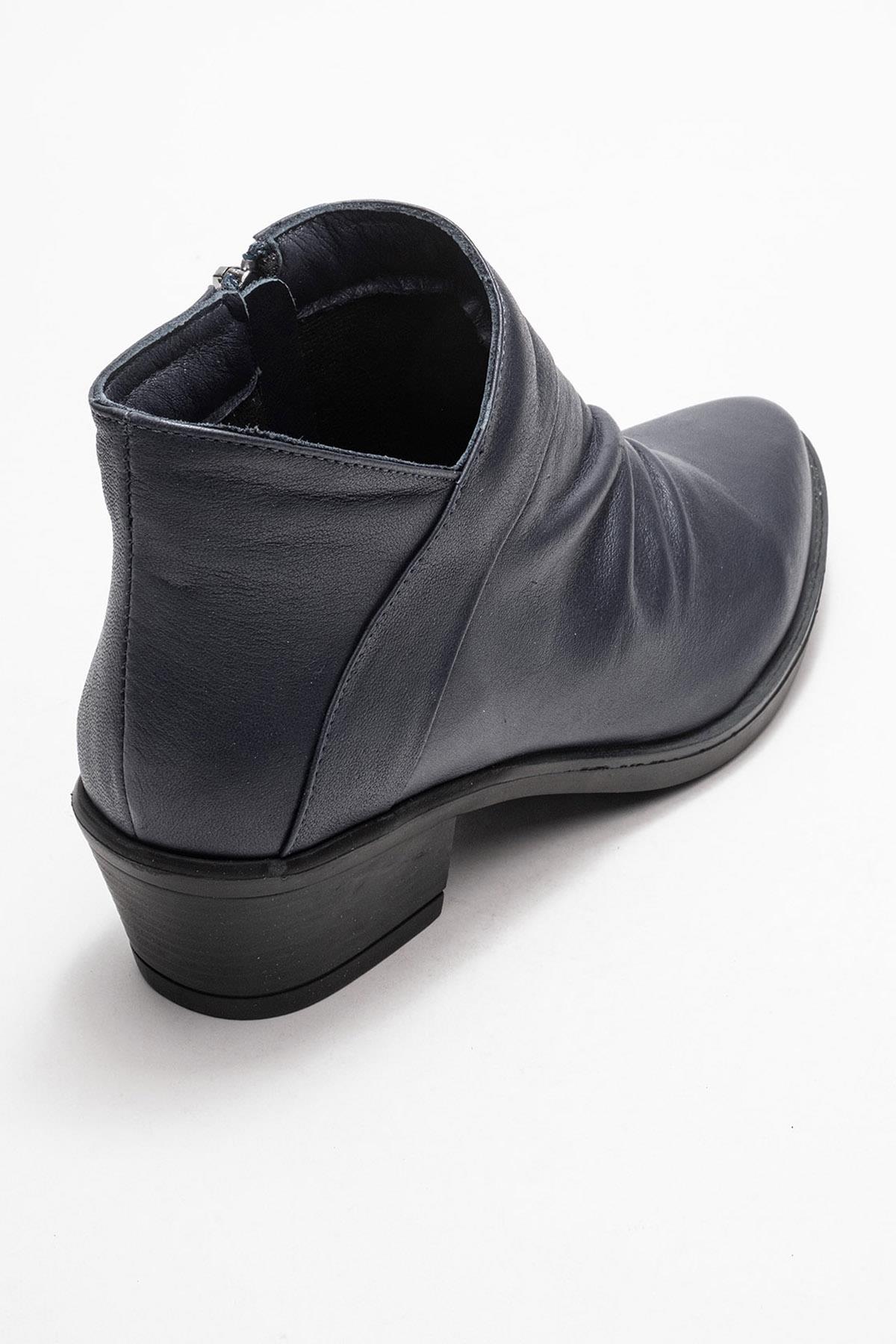 Rule - Navy Genuine Leather Chunky Heel Boot (Women) - Image 5