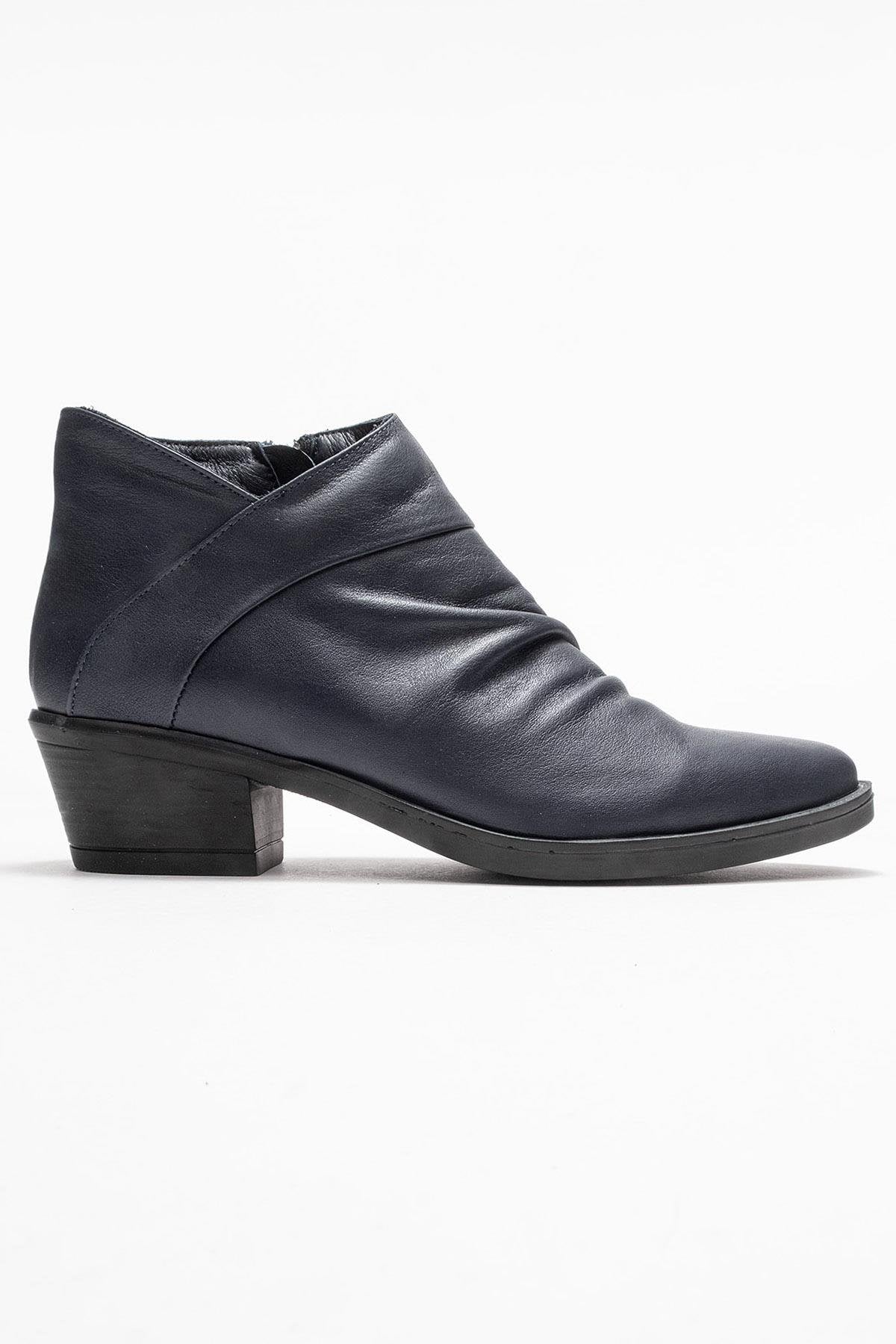 Rule - Navy Genuine Leather Chunky Heel Boot (Women) - Image 6