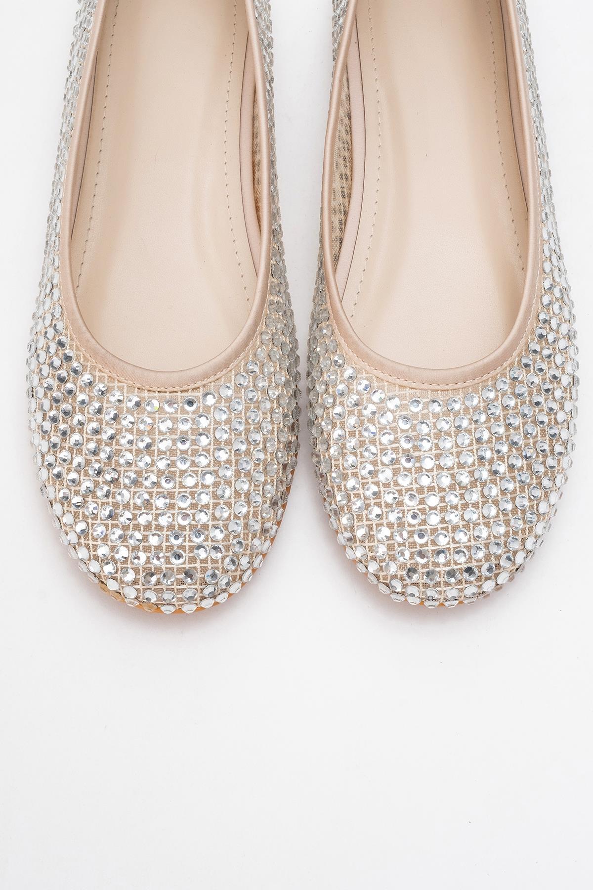 Runway Beige Mesh Embellished Ballet Flat (Women) - Image 2