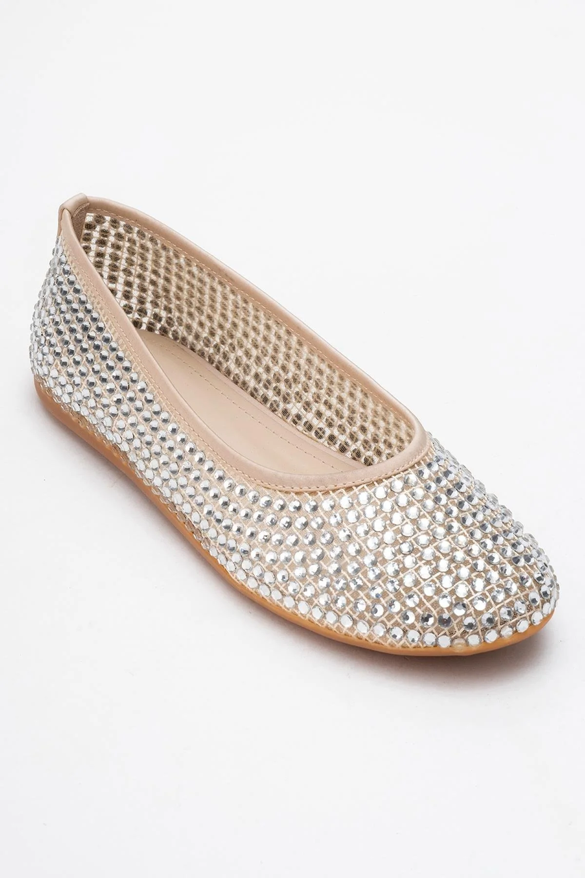 Runway Beige Mesh Embellished Ballet Flat (Women) - Image 3
