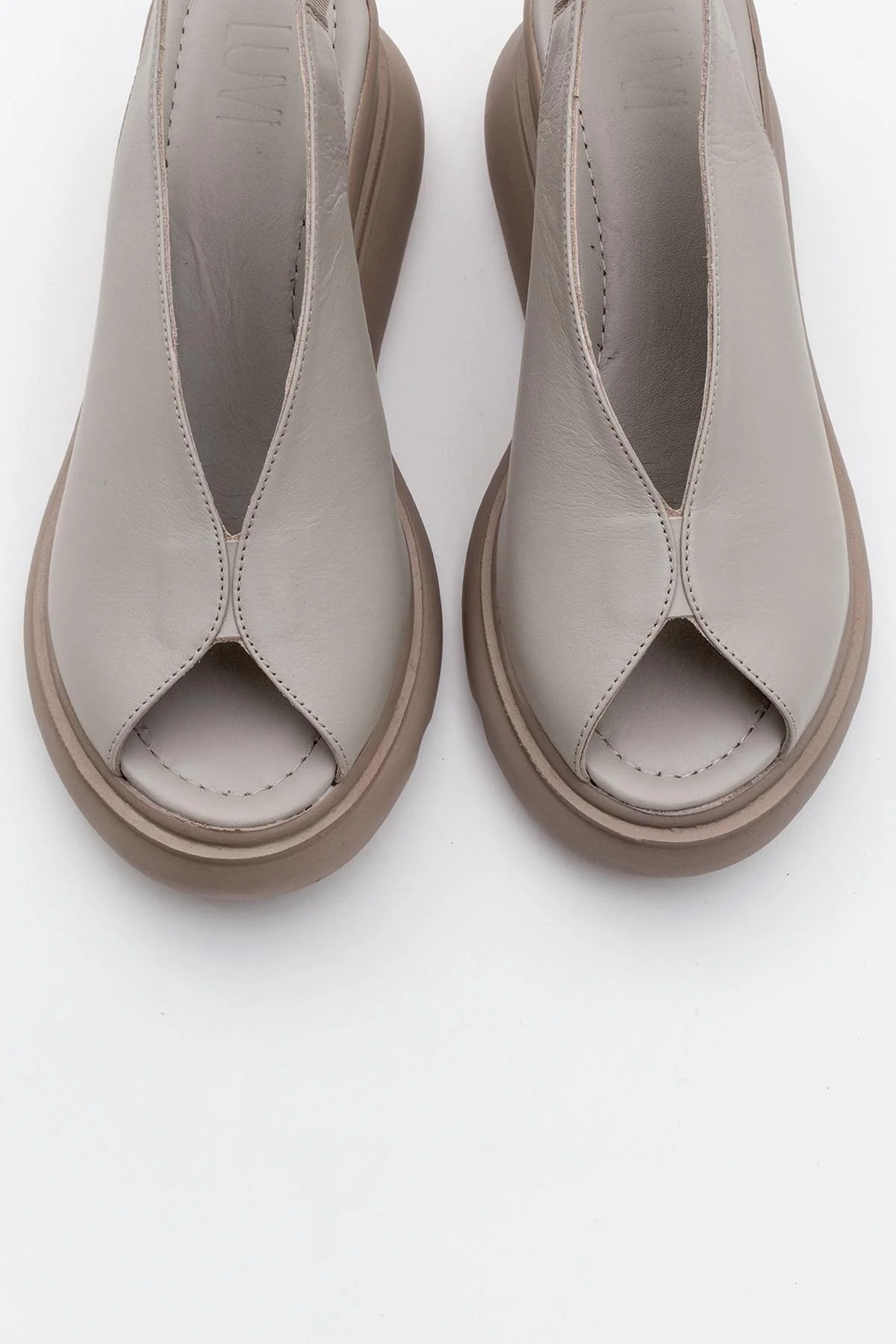 Sam Beige Leather Platform Slide (Women) - Image 2