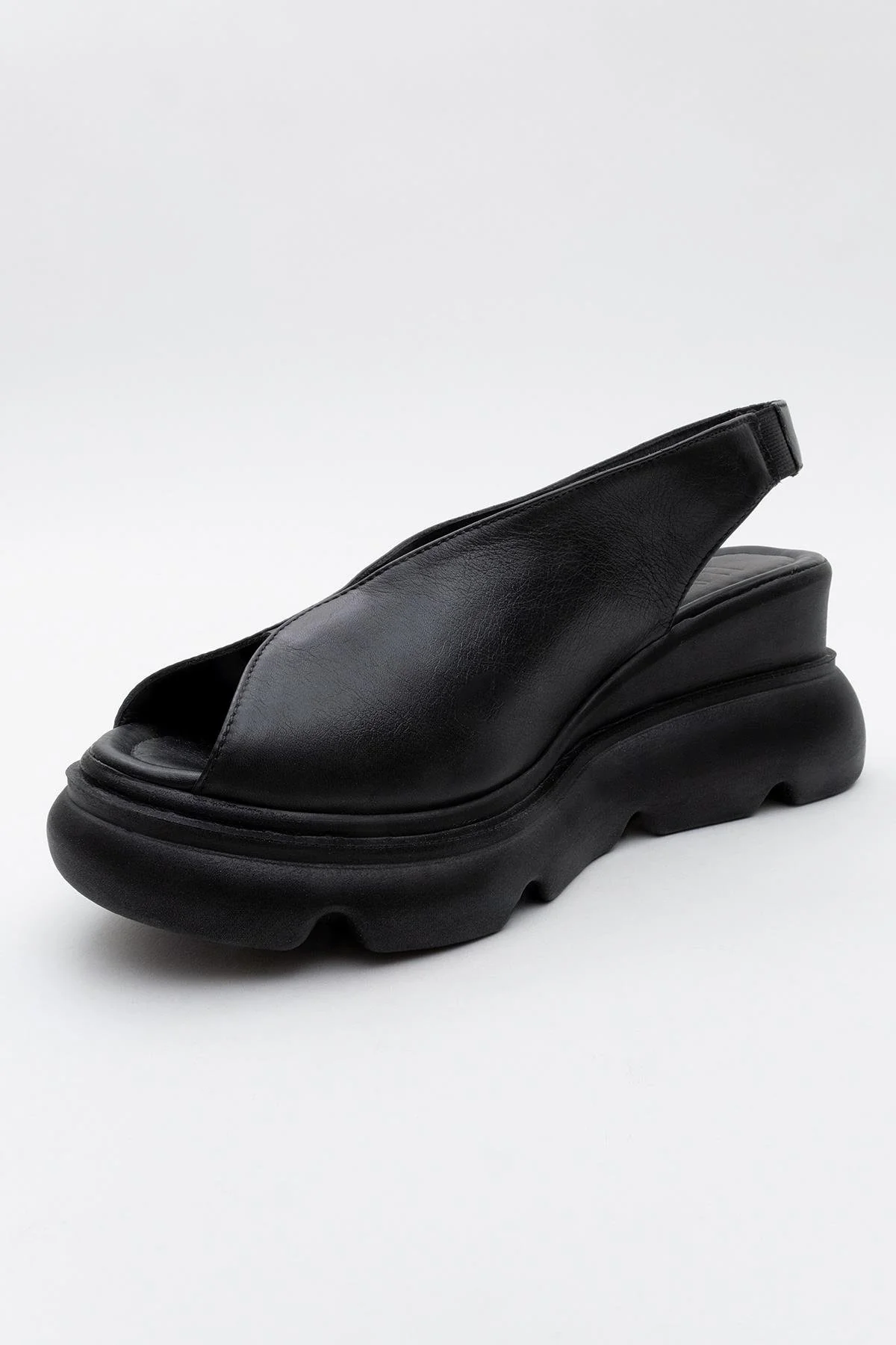 Sam Black Leather Platform Slide (Women) - Image 3