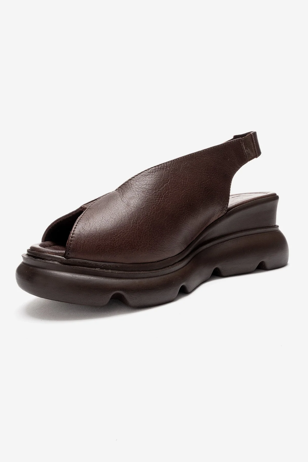 SAM - Brown Genuine Leather Wedge Sandal (Women) - Image 4