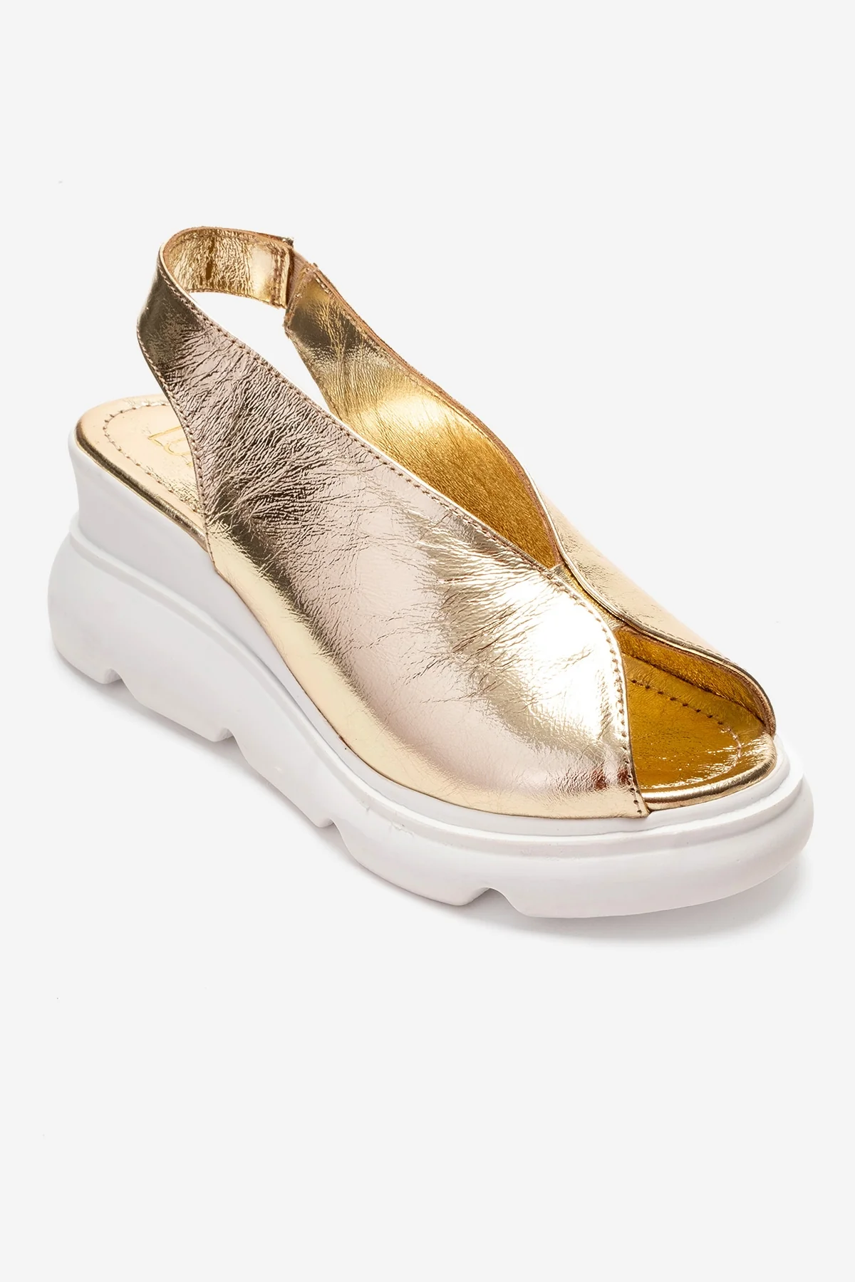SAM - Gold Genuine Leather Platform Wedge Sandal (Women) - Image 3