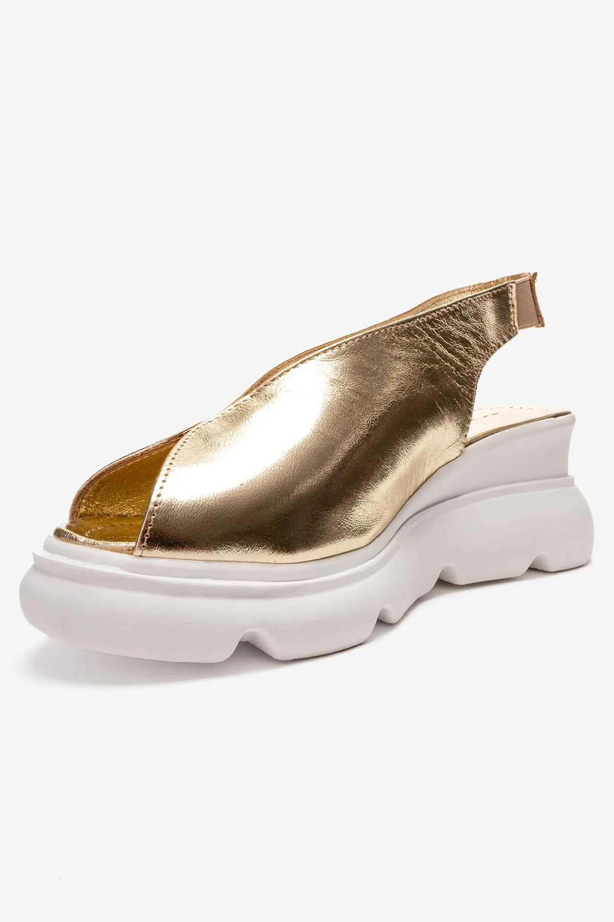 SAM - Gold Genuine Leather Platform Wedge Sandal (Women) - Image 4