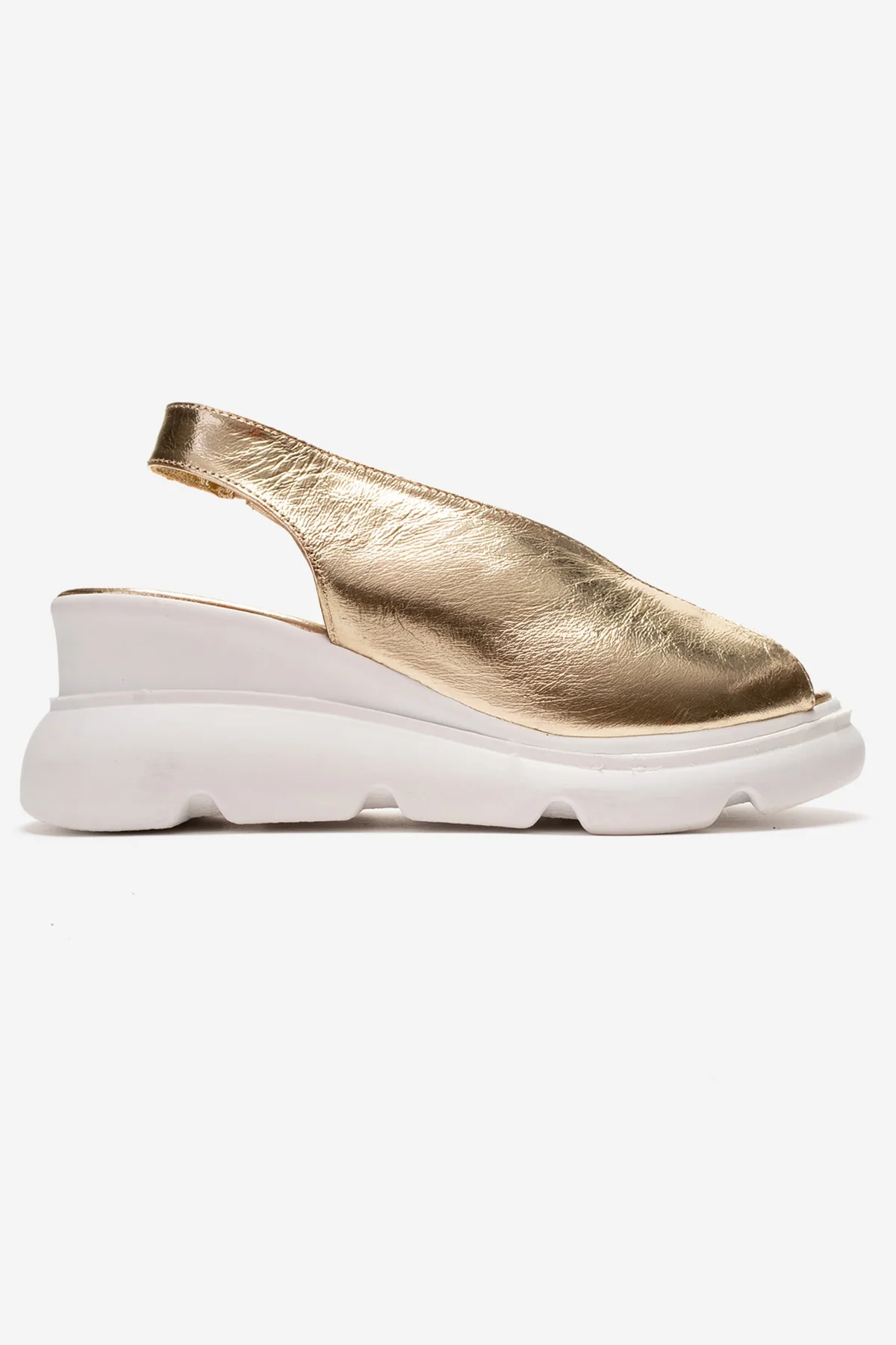 SAM - Gold Genuine Leather Platform Wedge Sandal (Women) - Image 6