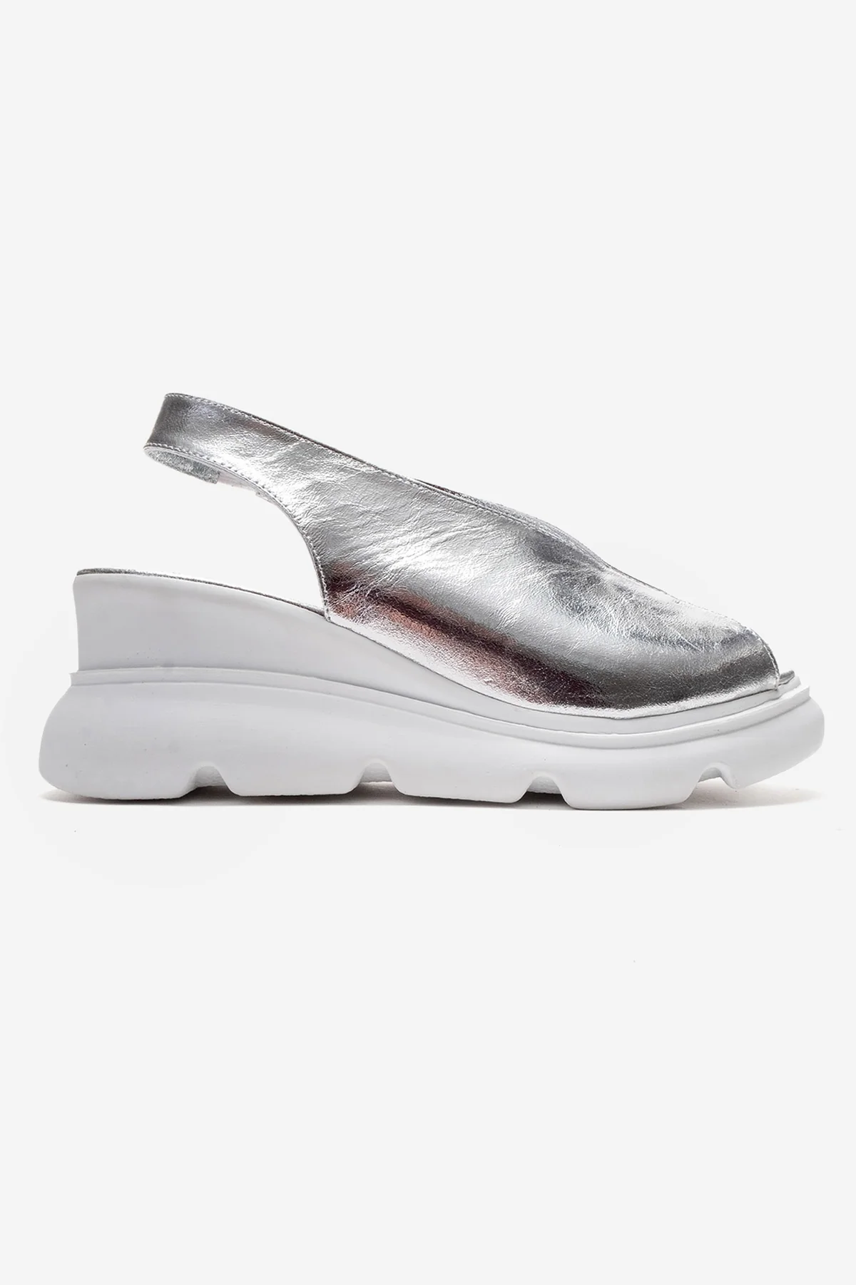 SAM - Silver Genuine Leather Wedge Sandal (Women) - Image 6
